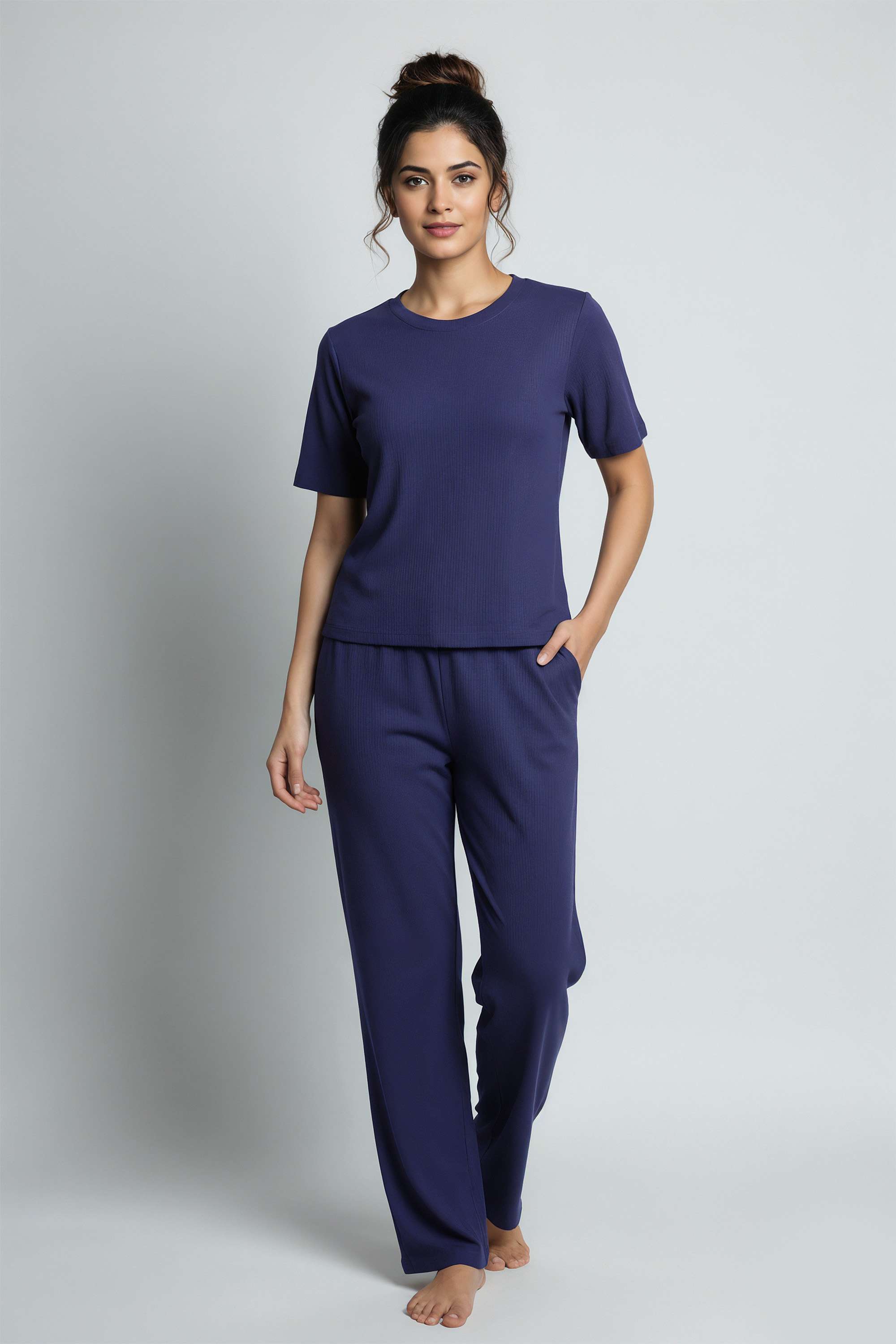 Half-Sleeves-Regular-Fit-Blended-Fabric-Women-s-Co-Ord-Set