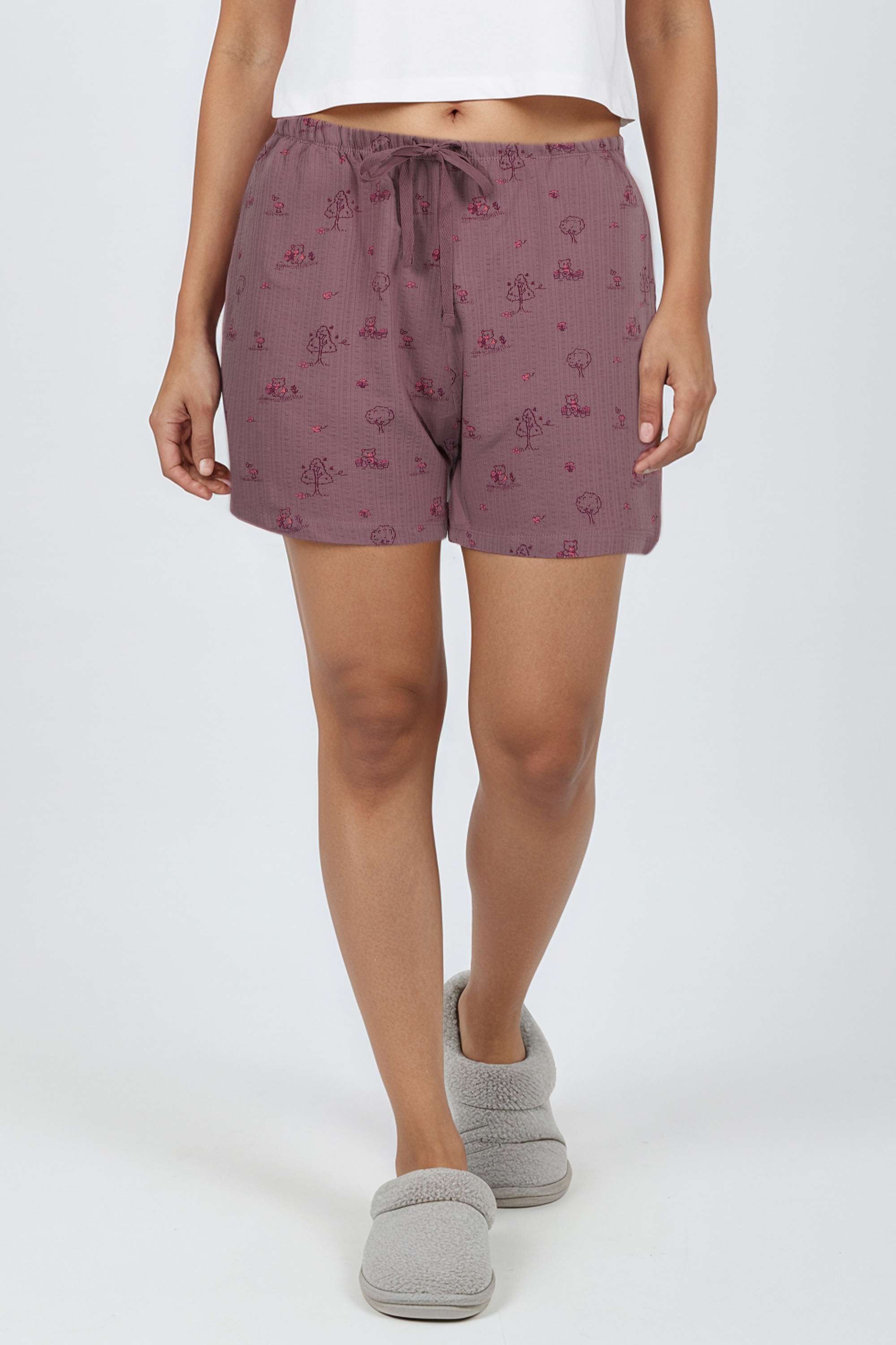 Regular-Fit-Mid-Thigh-Polyester-Women-Casual-Wear-Shorts