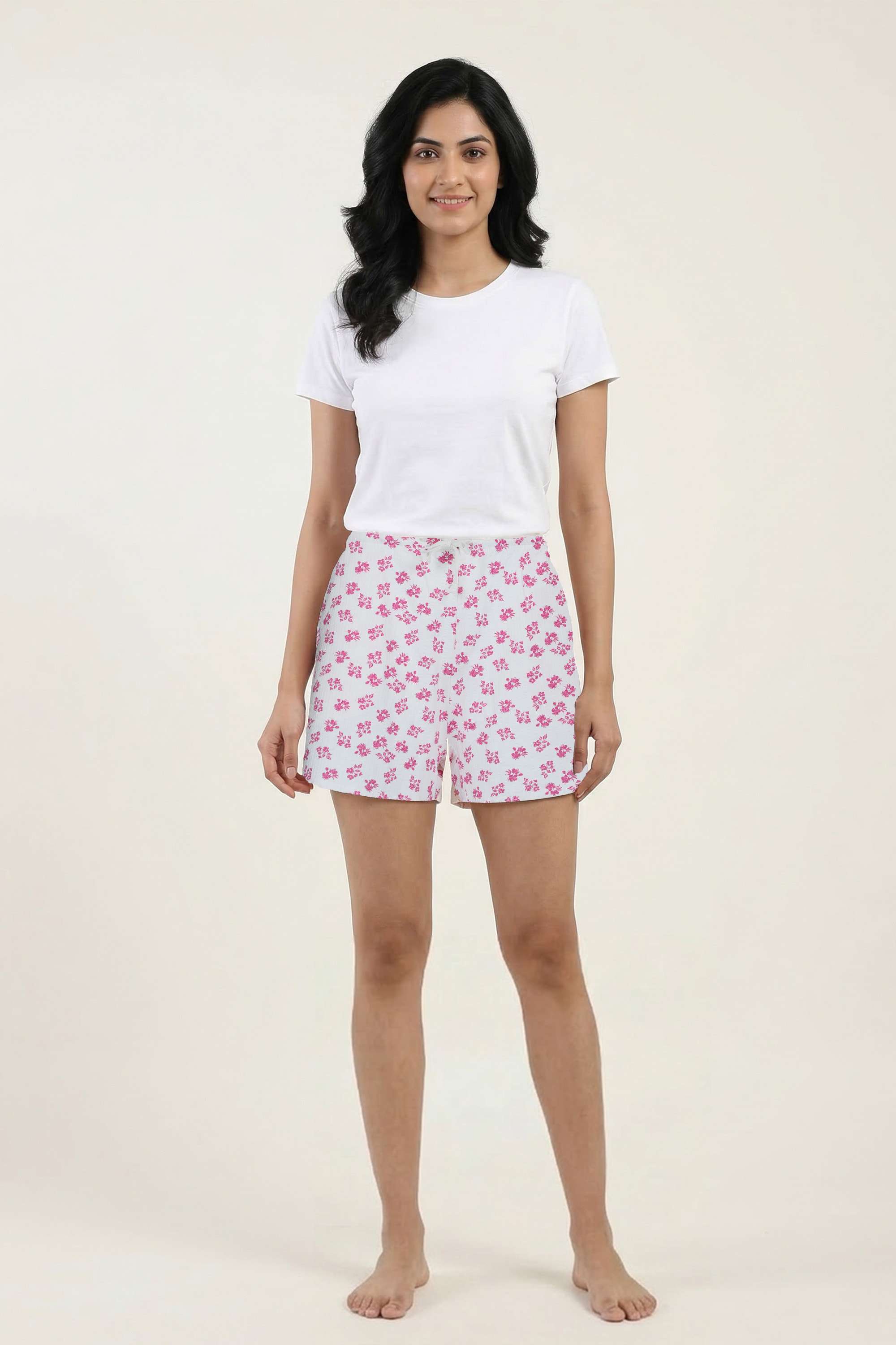 Regular-Fit-Mid-Thigh-Polyester-Women-Casual-Wear-Shorts