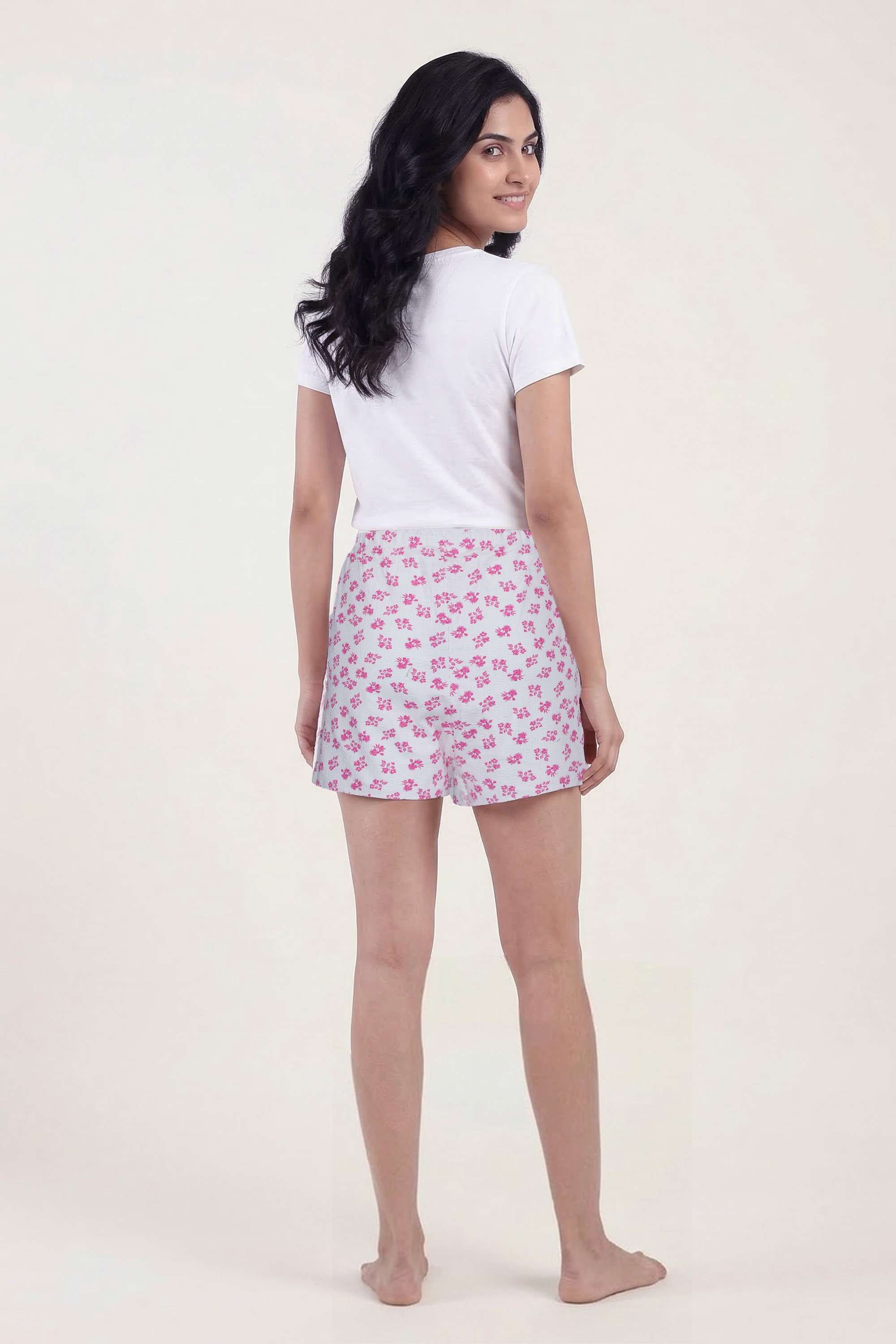 Regular-Fit-Mid-Thigh-Polyester-Women-Casual-Wear-Shorts