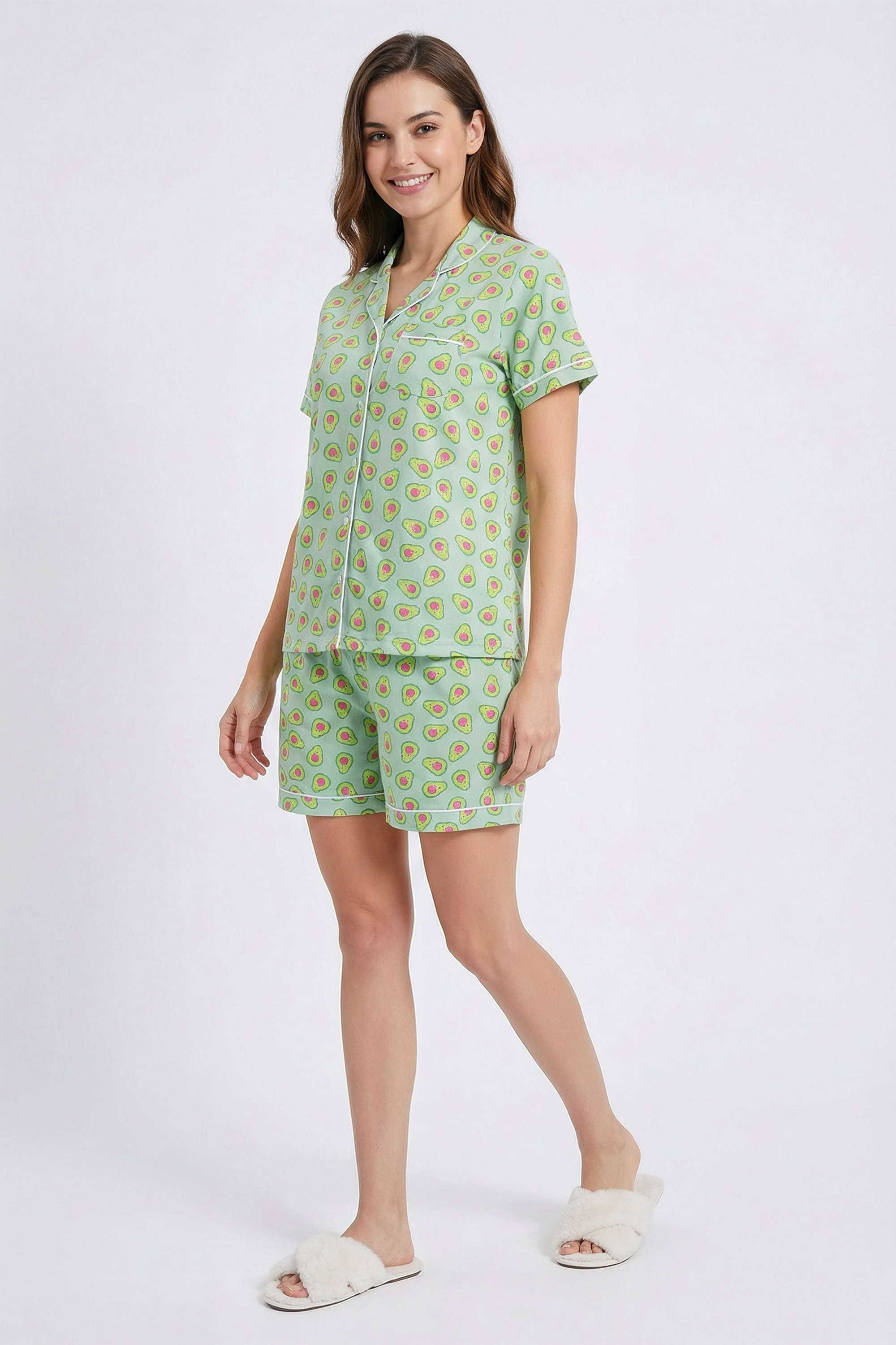 Graphic-Print-Collared-Cotton-Women-s-Co-Ord-Set