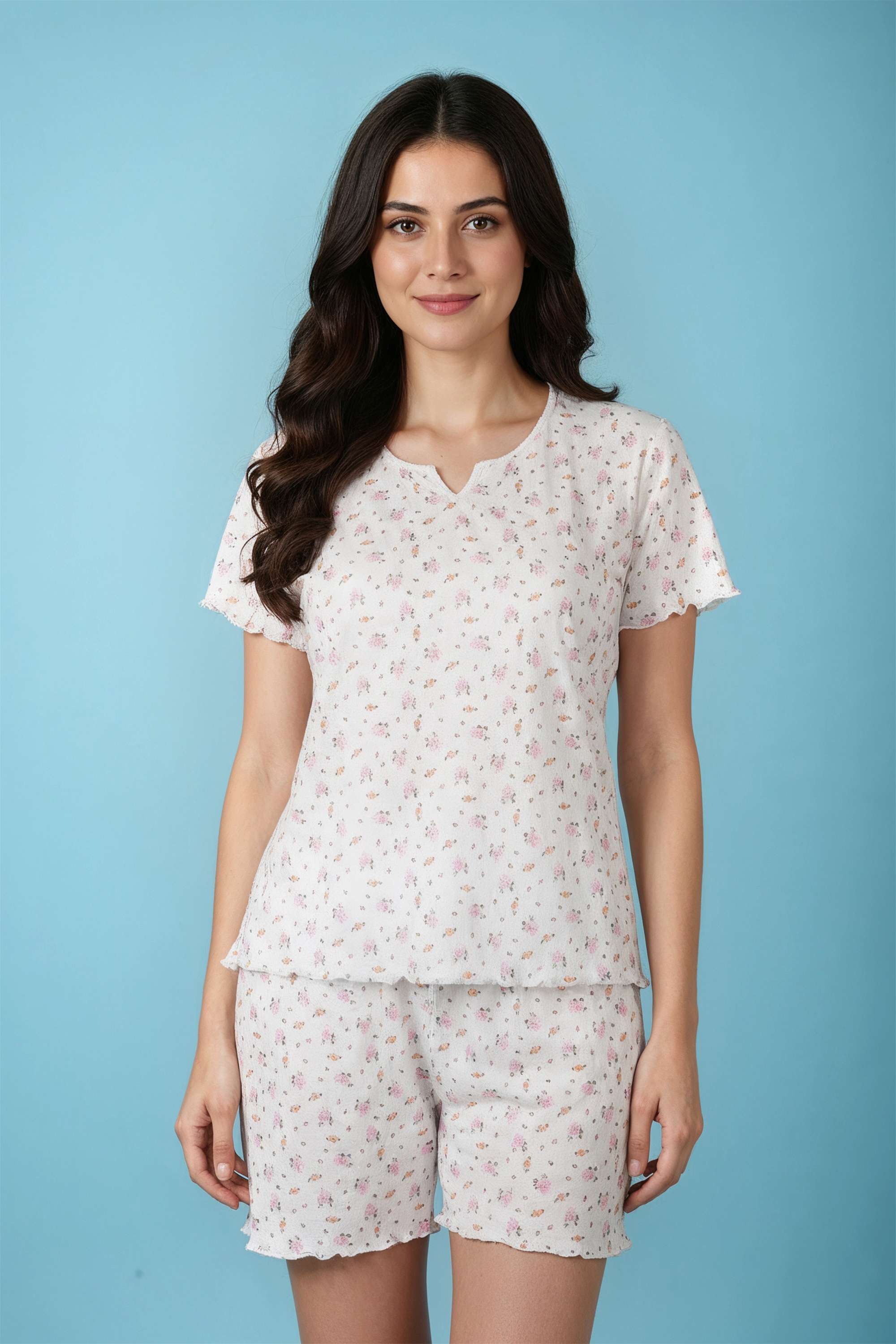 Short-Sleeves-Regular-Fit-Polyester-Women-s-Co-Ord-Set