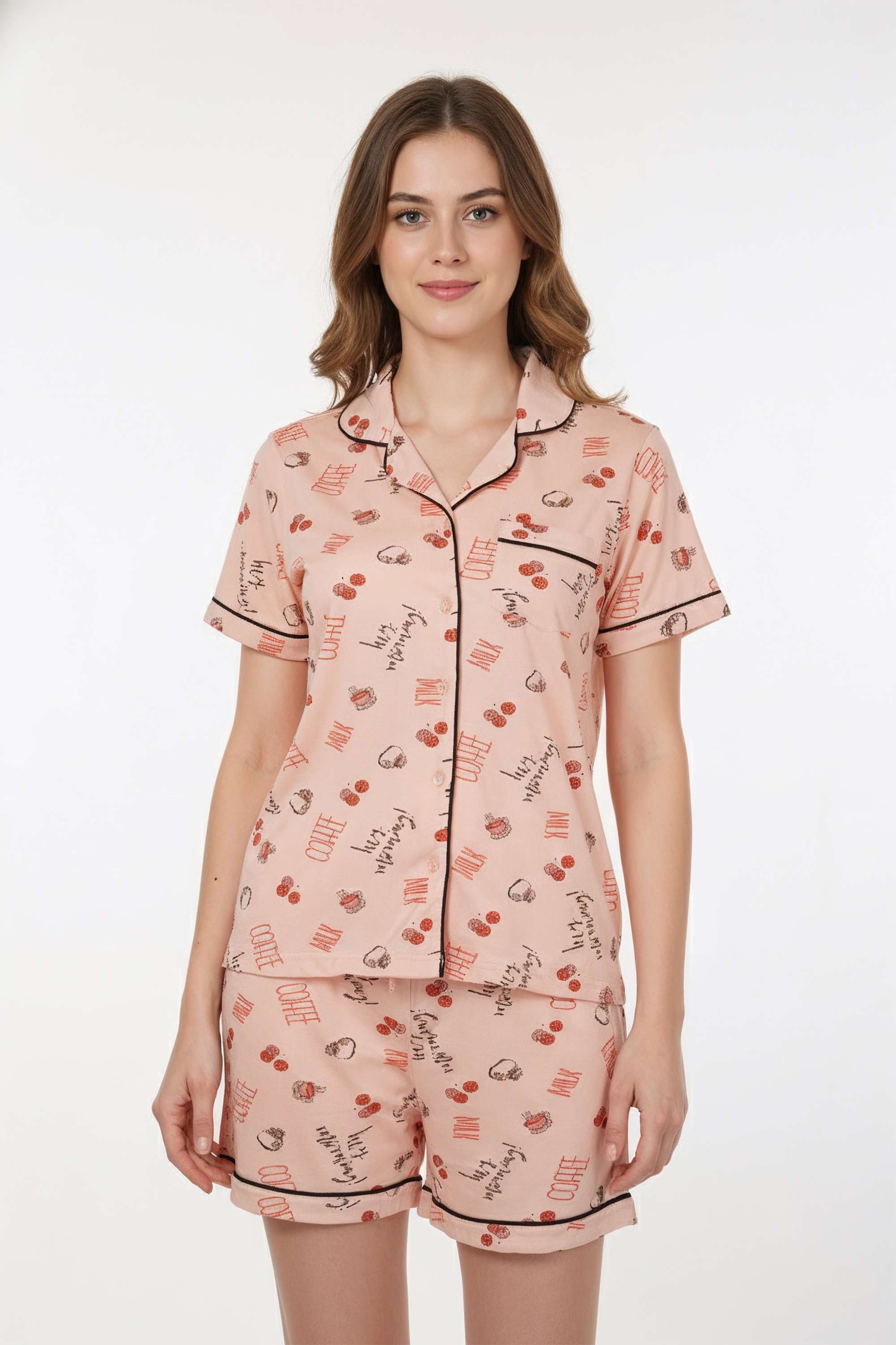 Graphic-Print-Collared-Cotton-Women-s-Co-Ord-Set