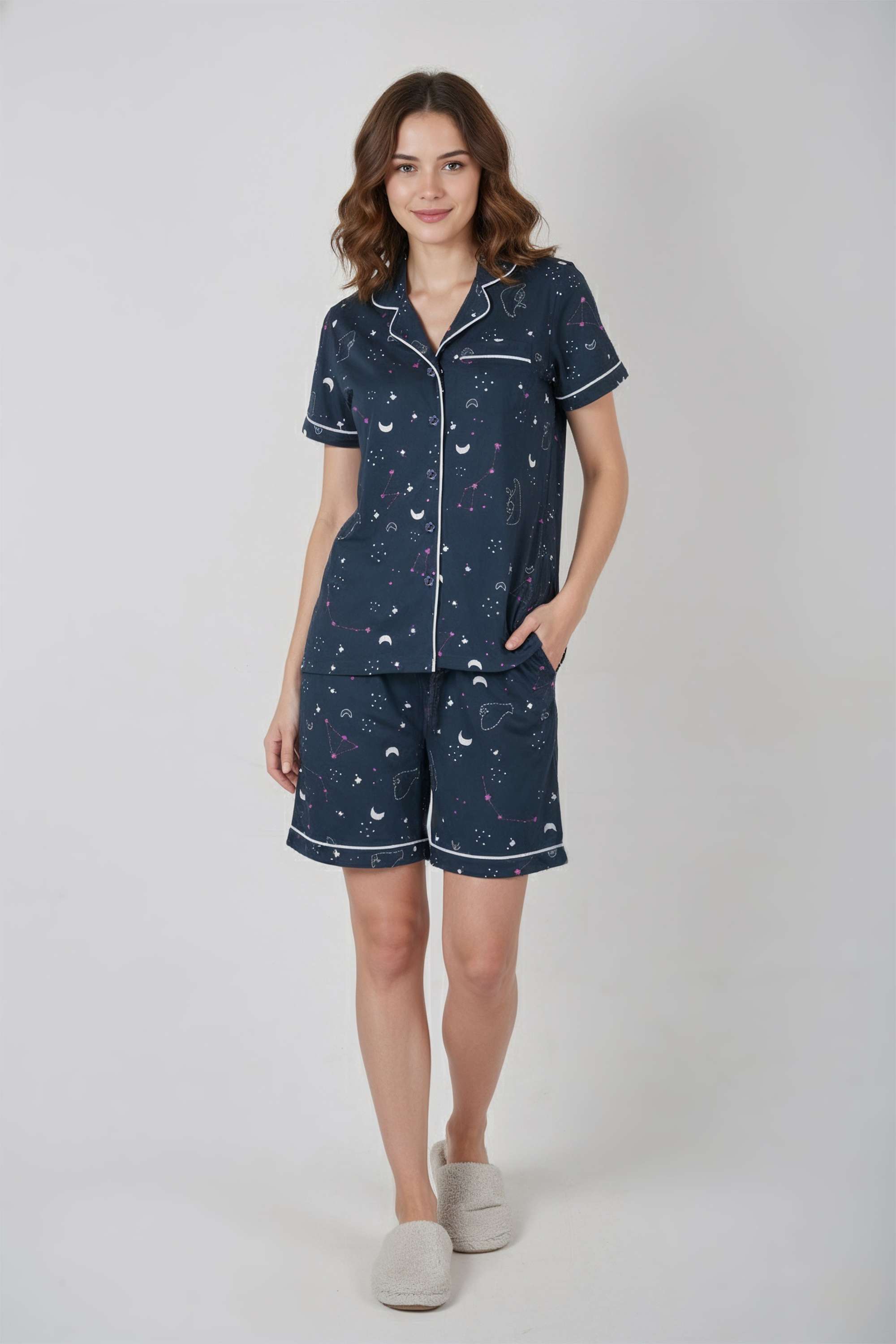 Character-Print-Collared-Cotton-Women-s-Co-Ord-Set