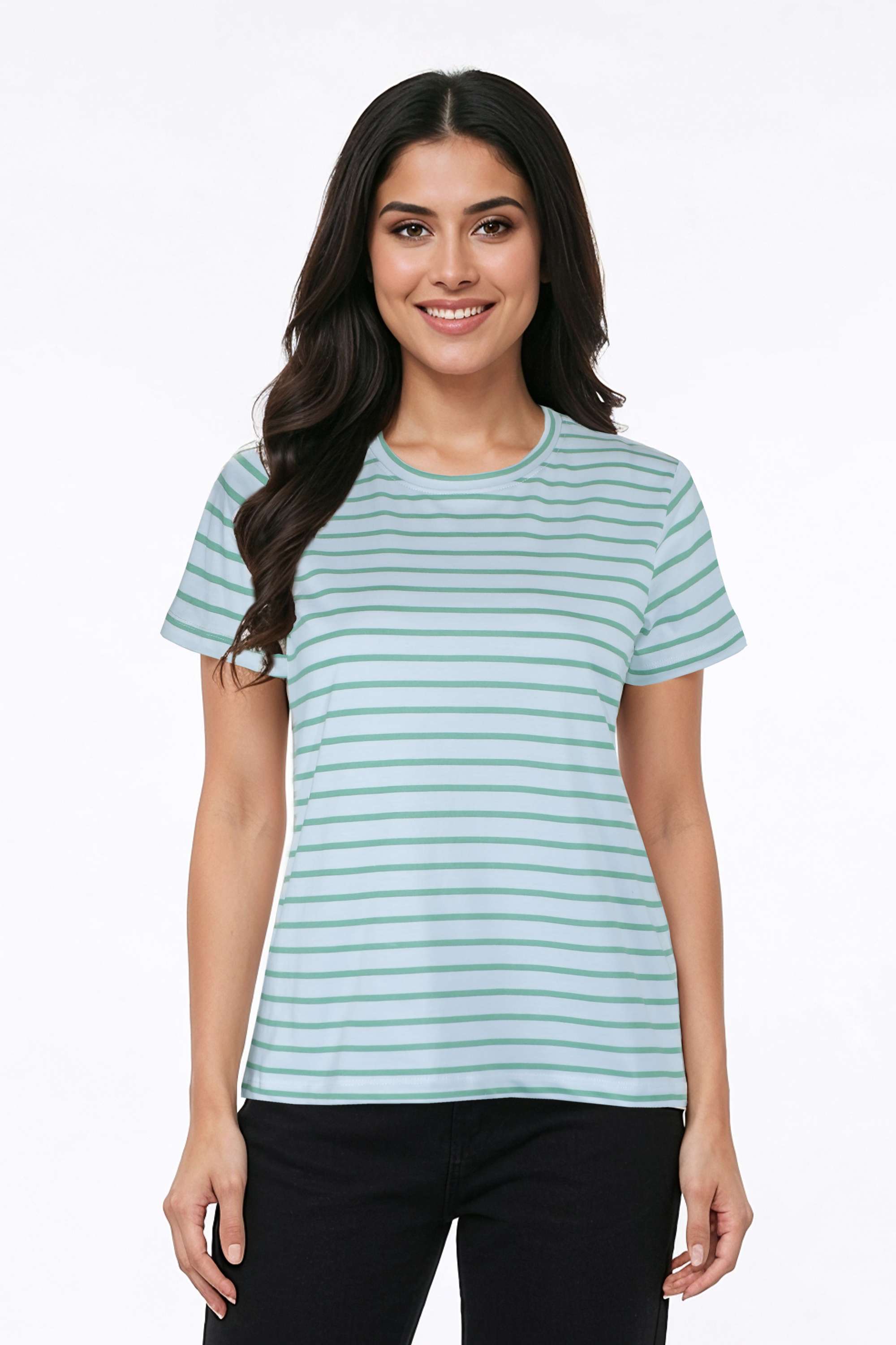 Stripes-Cotton-Round-Neck-Women-Top