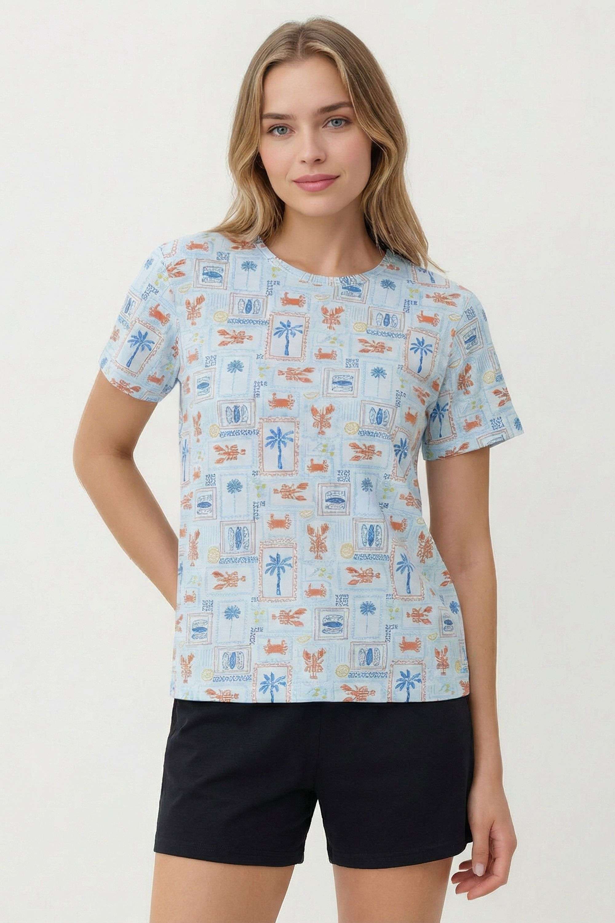 Printed-Cotton-Round-Neck-Women-s-Top