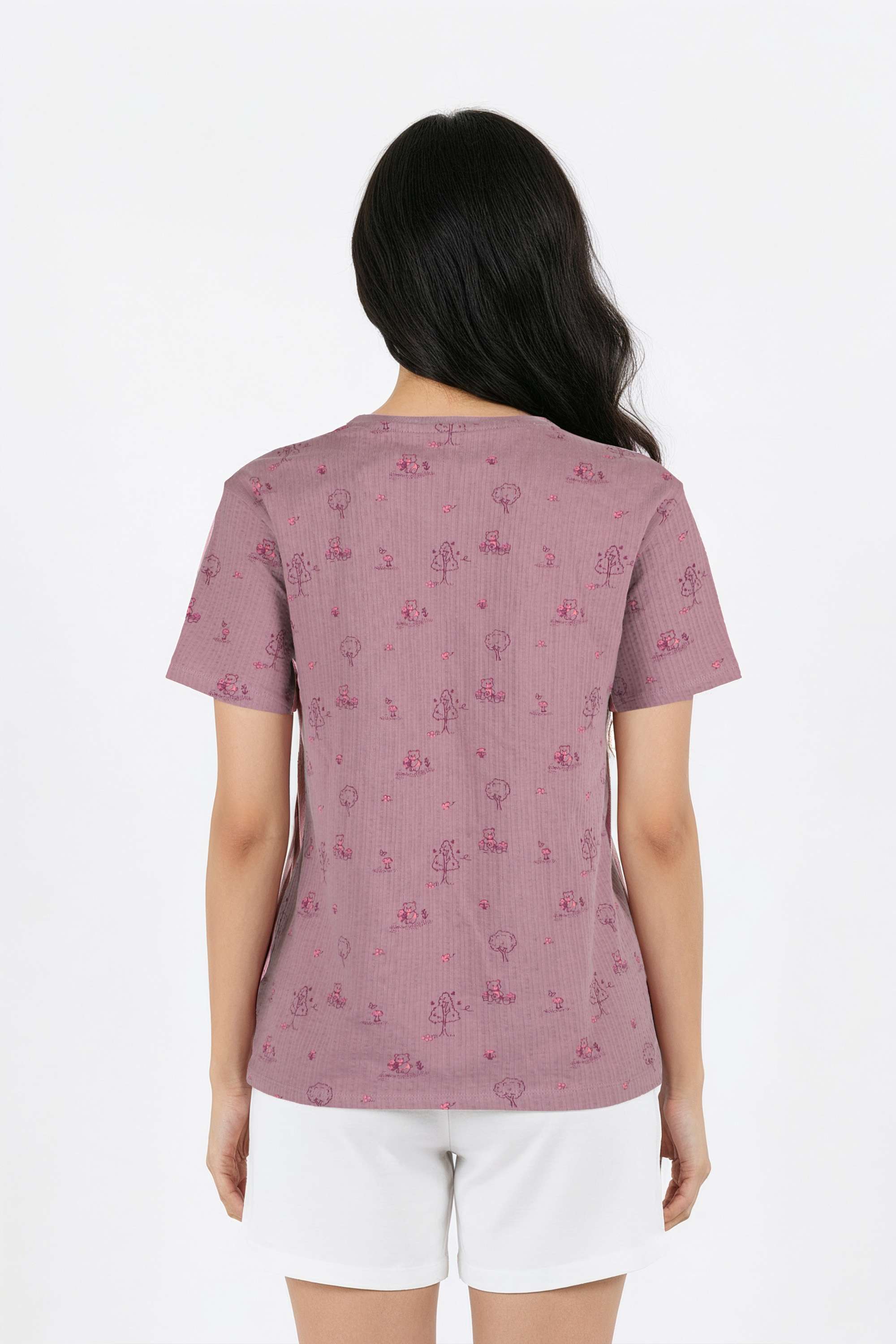 Printed-Polyester-Round-Neck-Women-Top