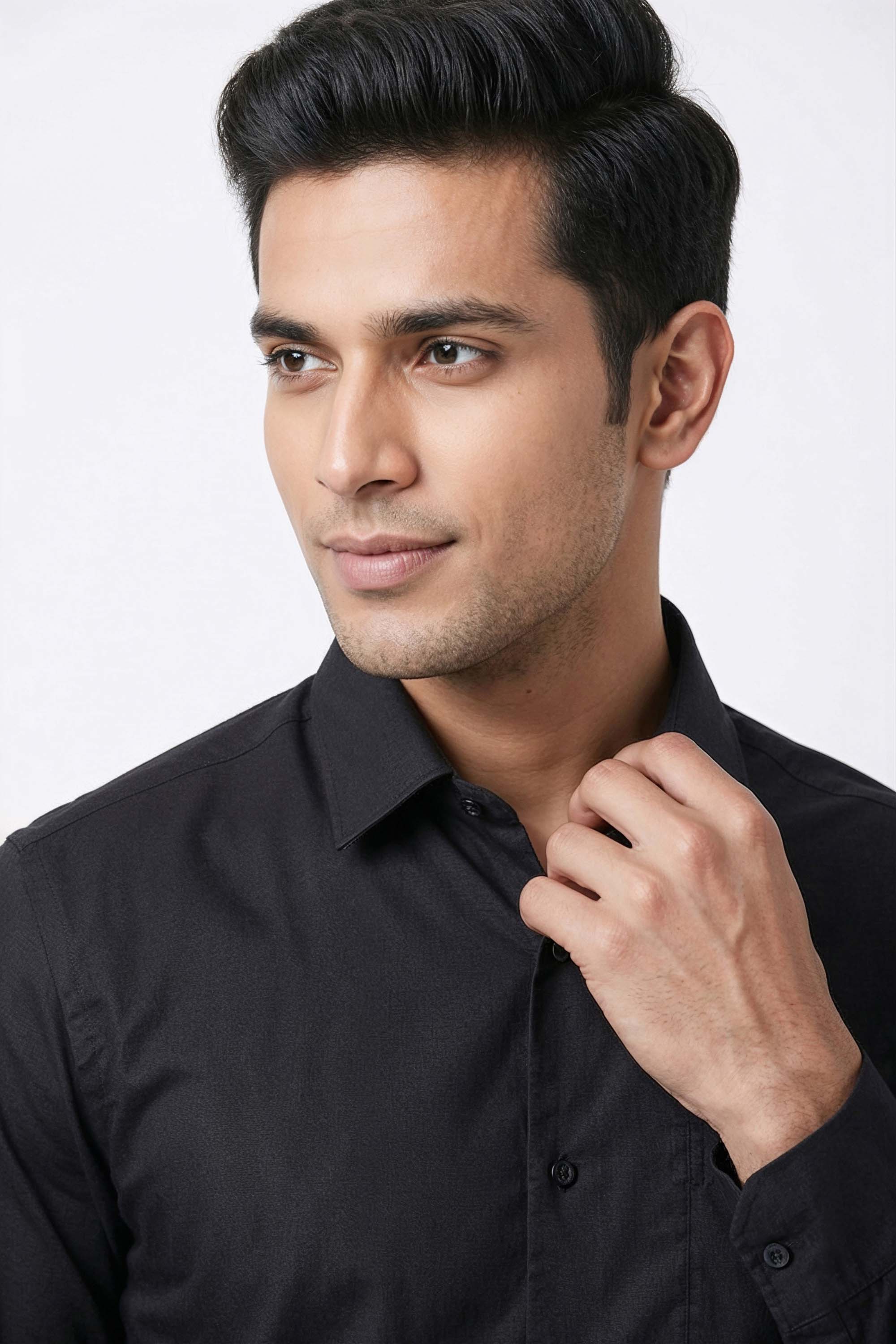 Solid-Cotton-Blend-Regular-Fit-Men-s-Formal-Wear-Shirt