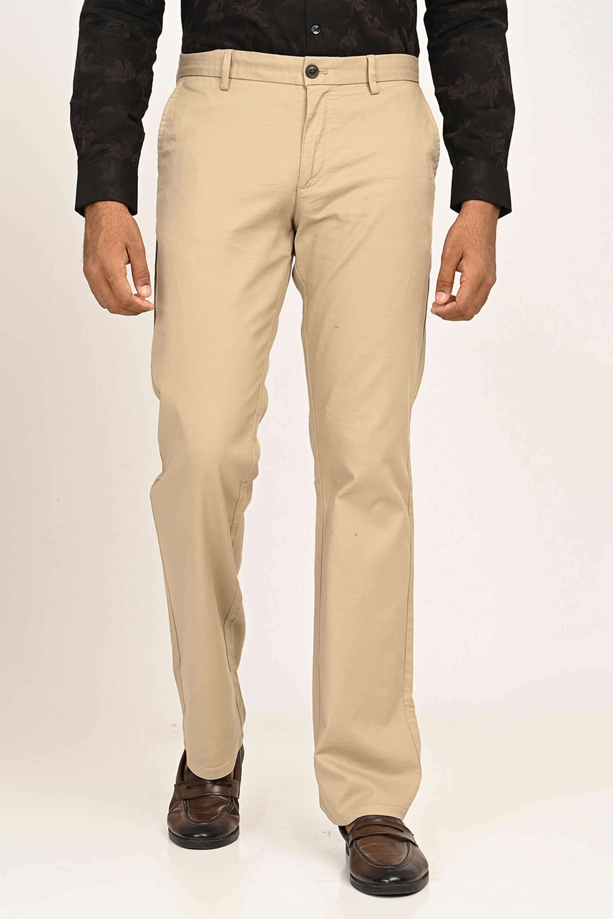 Solid-Cotton-Straight-Fit-Men-s-Casual-Trousers
