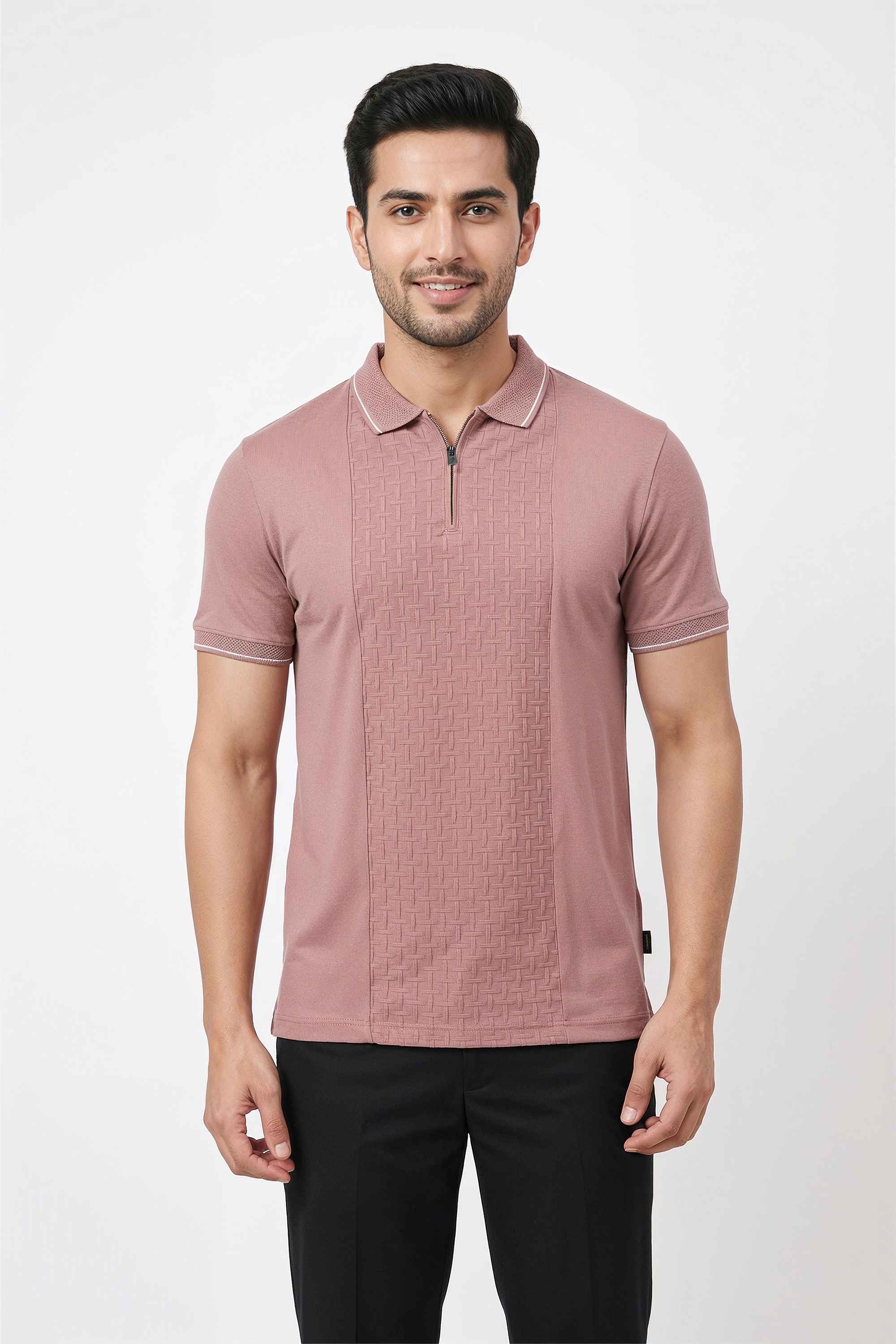Textured-Cotton-Blend-Regular-Fit-Men-T-Shirt