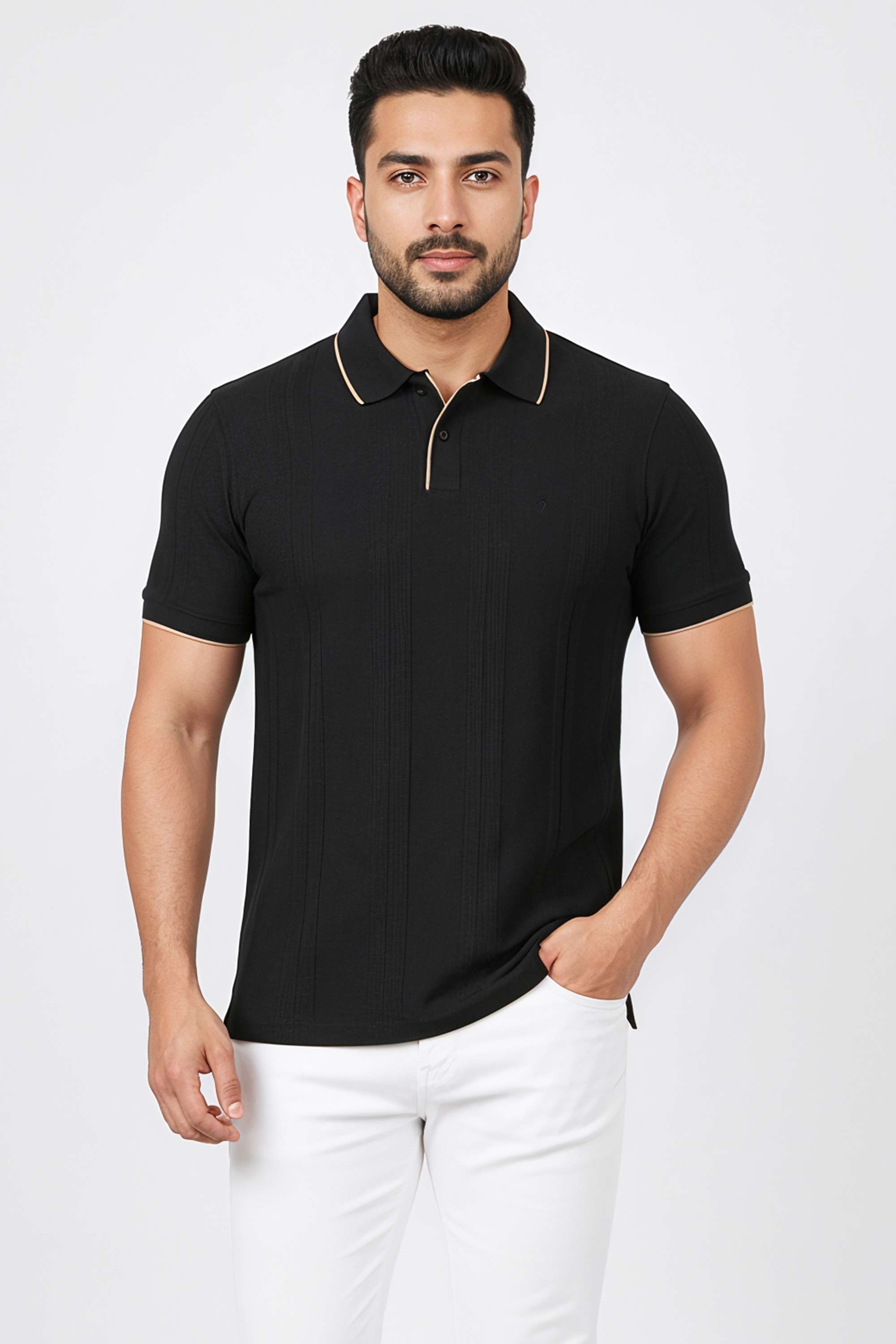 Textured-Cotton-Regular-Fit-Men-T-Shirt