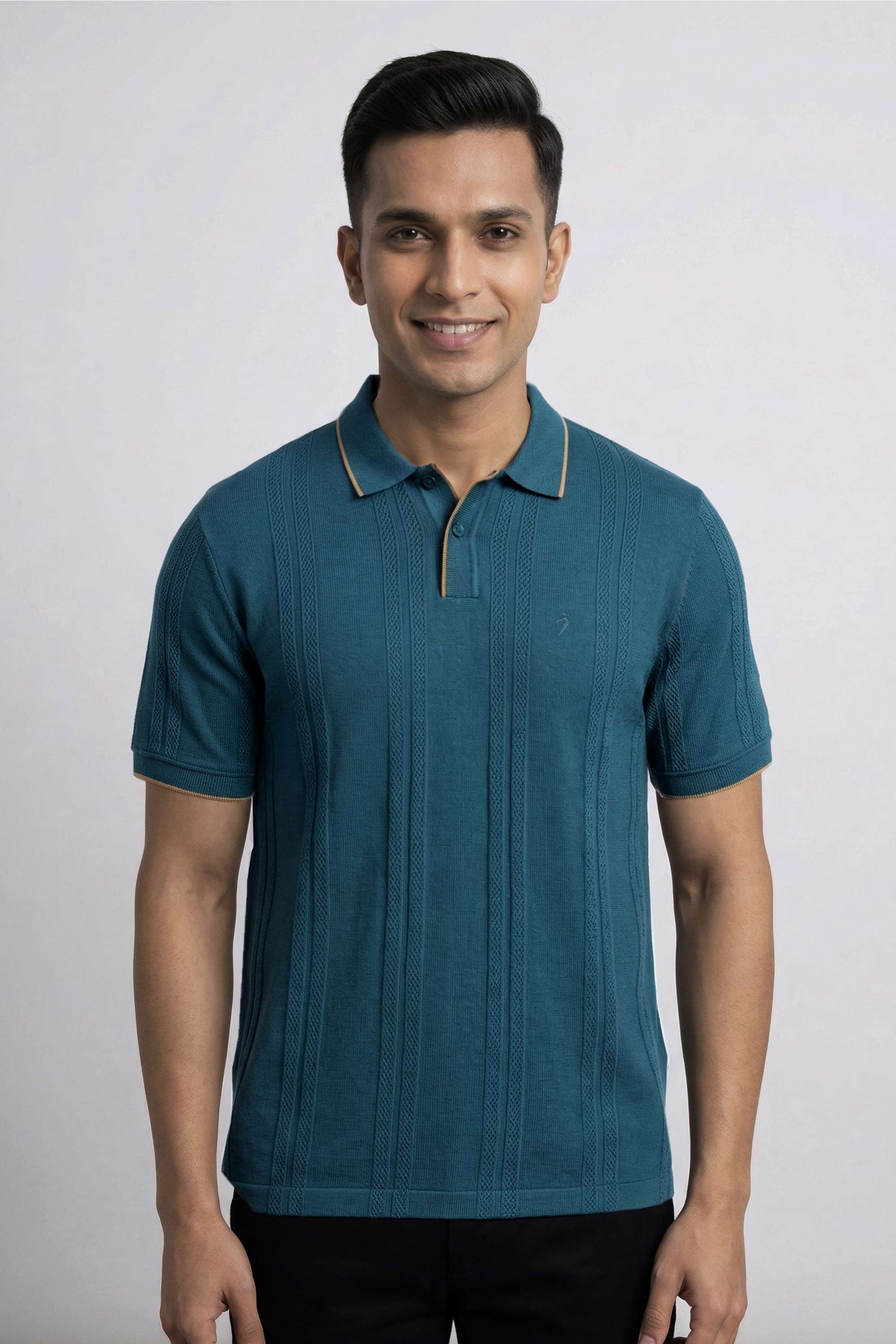 Textured-Cotton-Regular-Fit-Men-T-Shirt