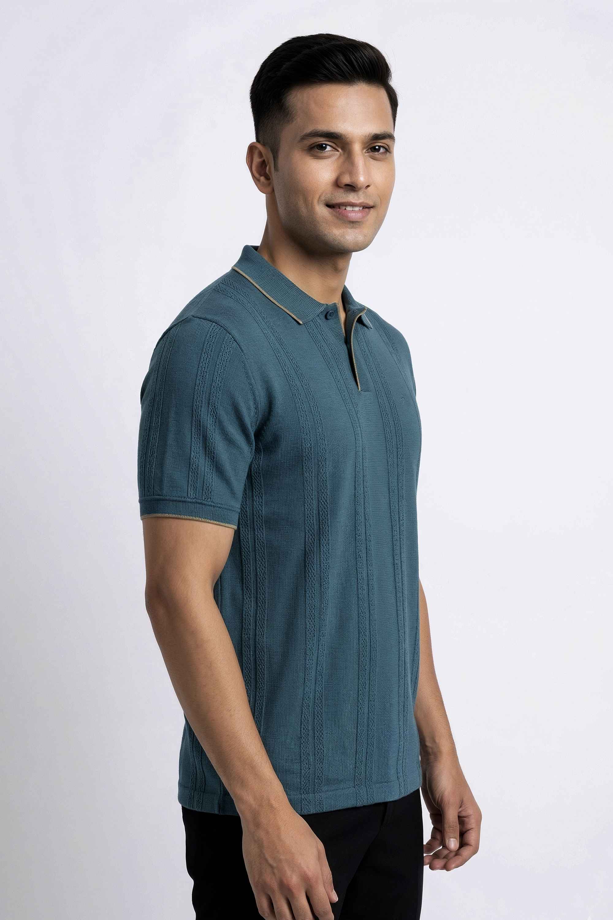 Textured-Cotton-Regular-Fit-Men-T-Shirt