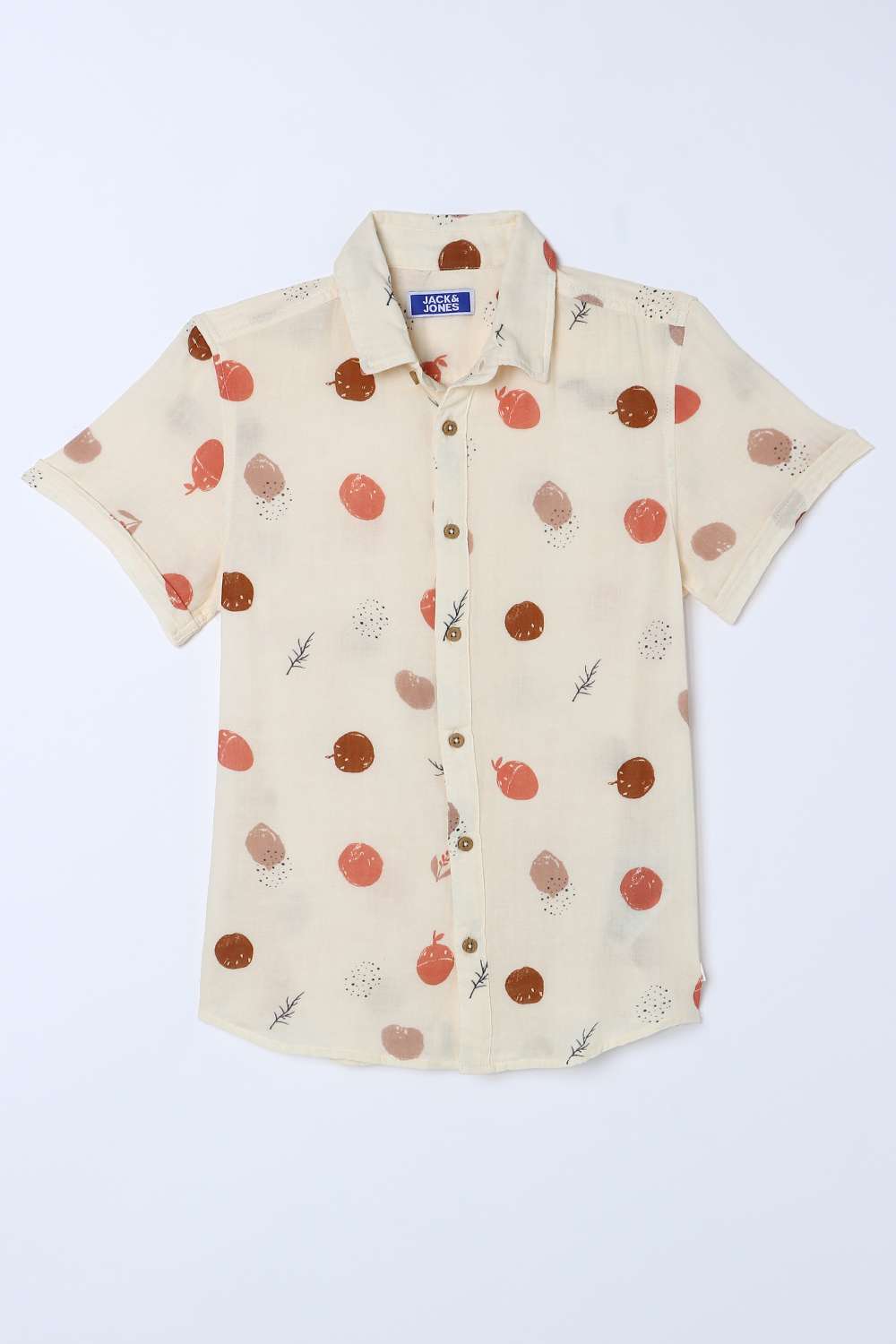 Graphic-Print-Blended-Fabric-Collared-Boys-Shirt