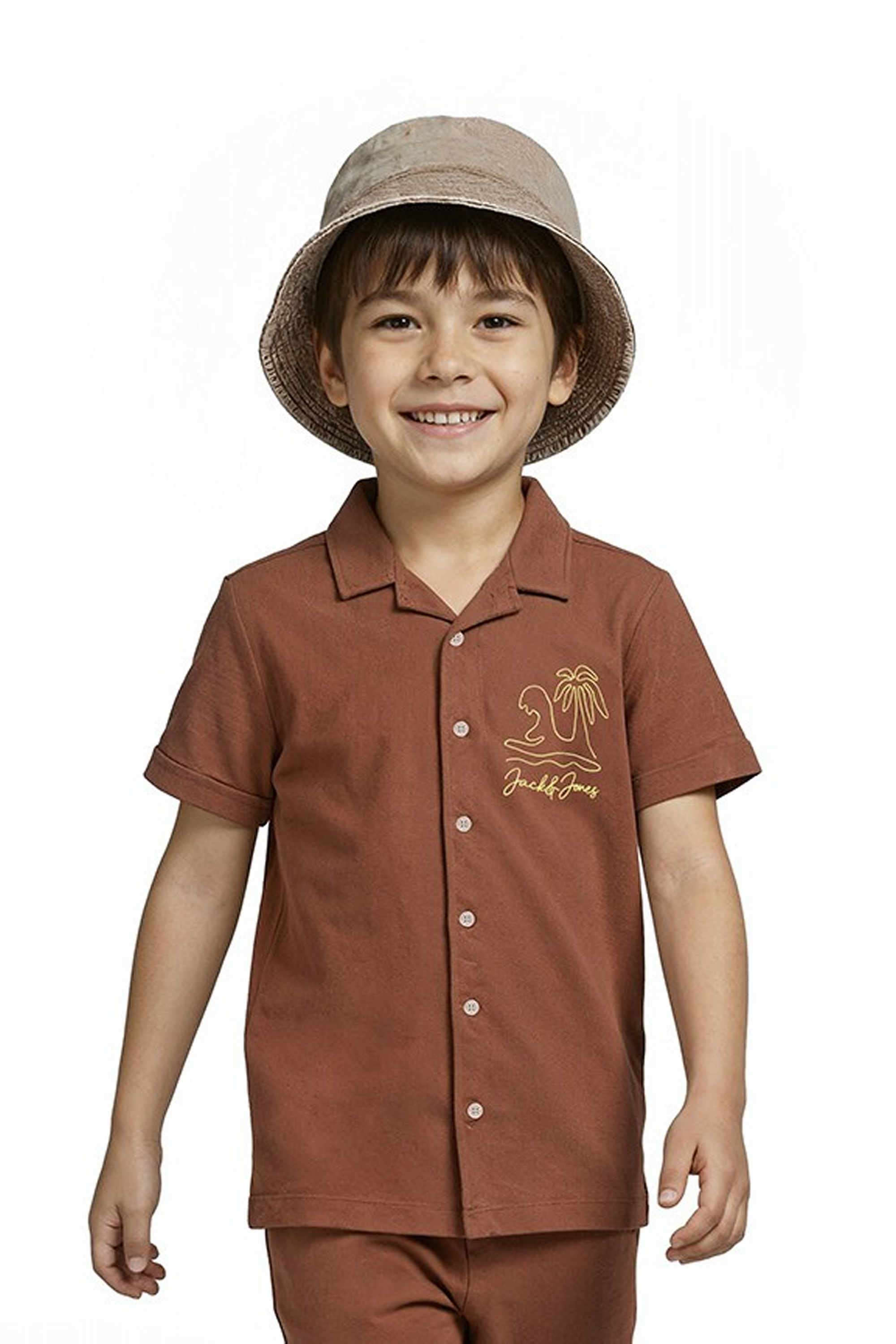 Embroidered-Blended-Fabric-Collared-Boys-Shirt