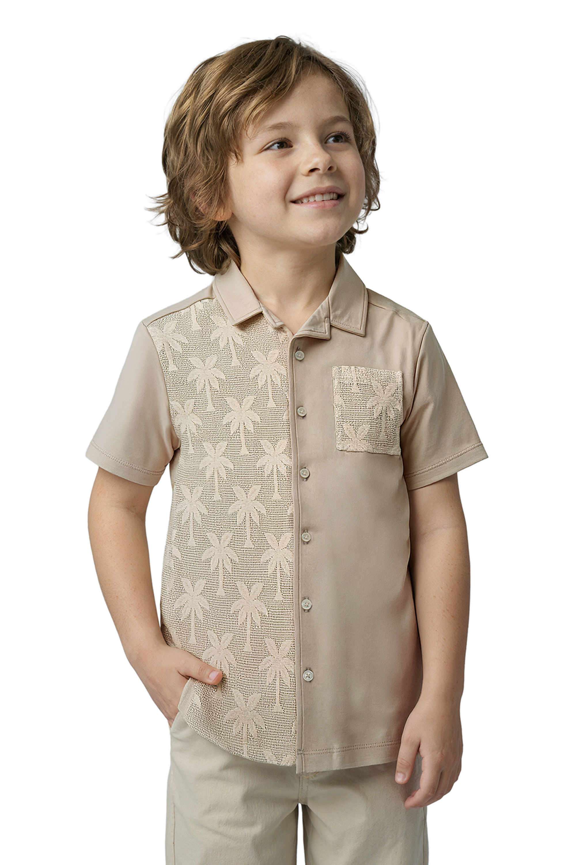 Embroidered-Blended-Fabric-Collared-Boys-Shirt