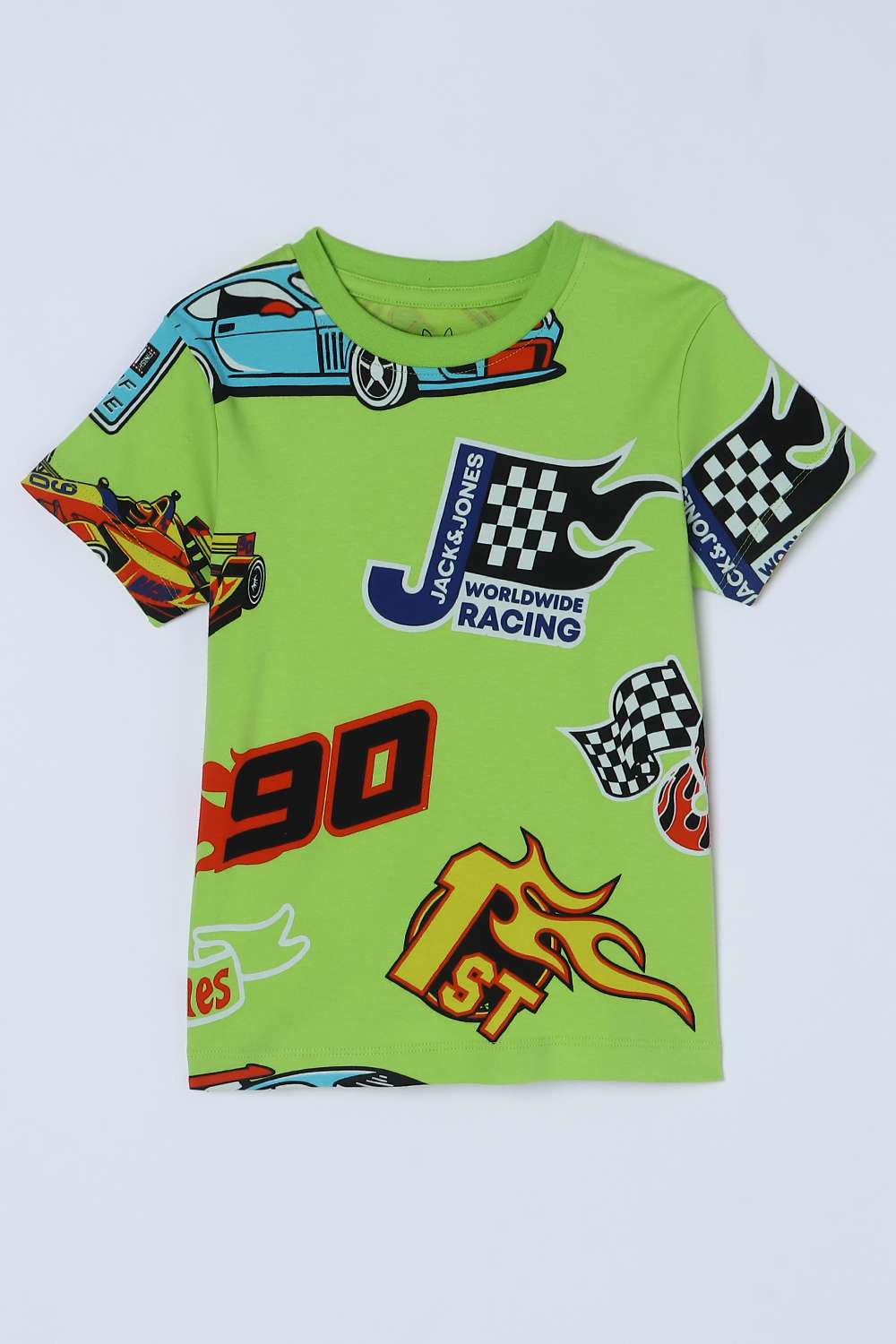 Graphic-Print-Blended-Fabric-Round-Neck-Boys-T-Shirt