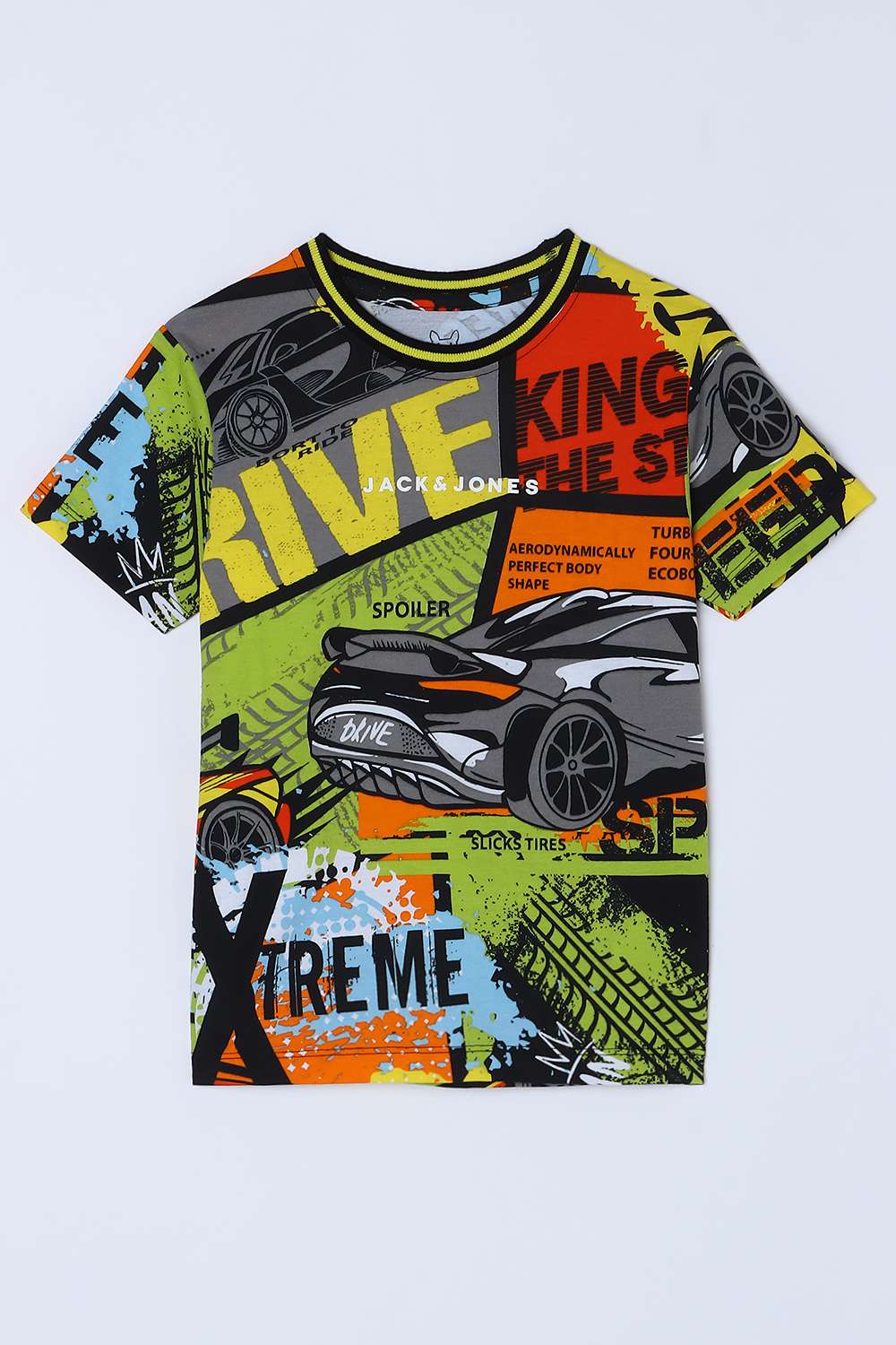 Buy JACK&JONES Black Graphic Print Blended Fabric Round Neck Boys