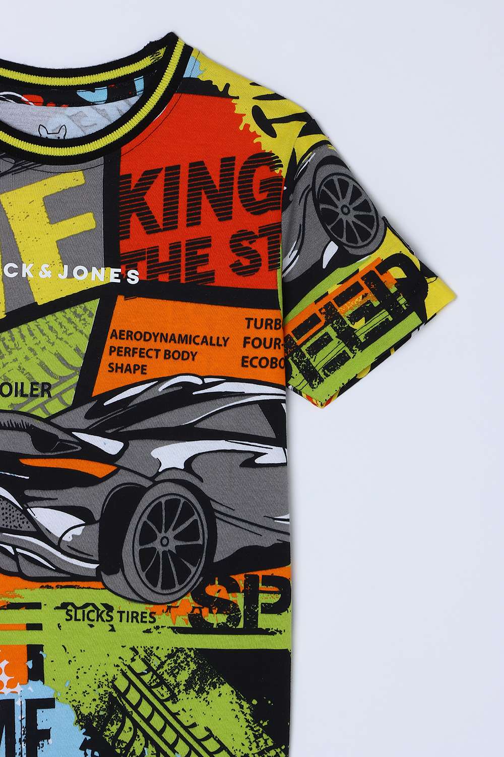 Buy JACK&JONES Black Graphic Print Blended Fabric Round Neck Boys