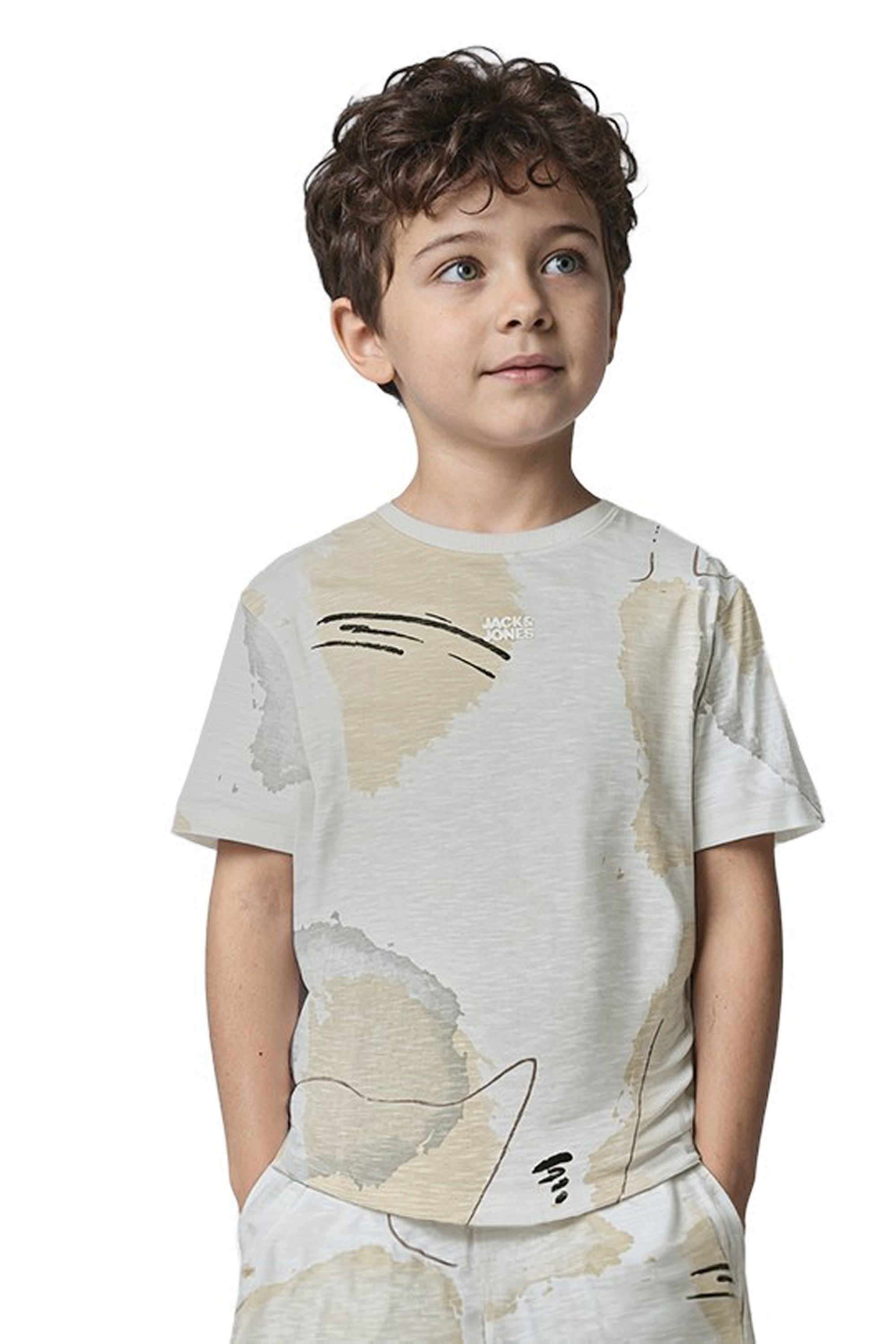 Graphic-Print-Blended-Fabric-Round-Neck-Boys-T-Shirt