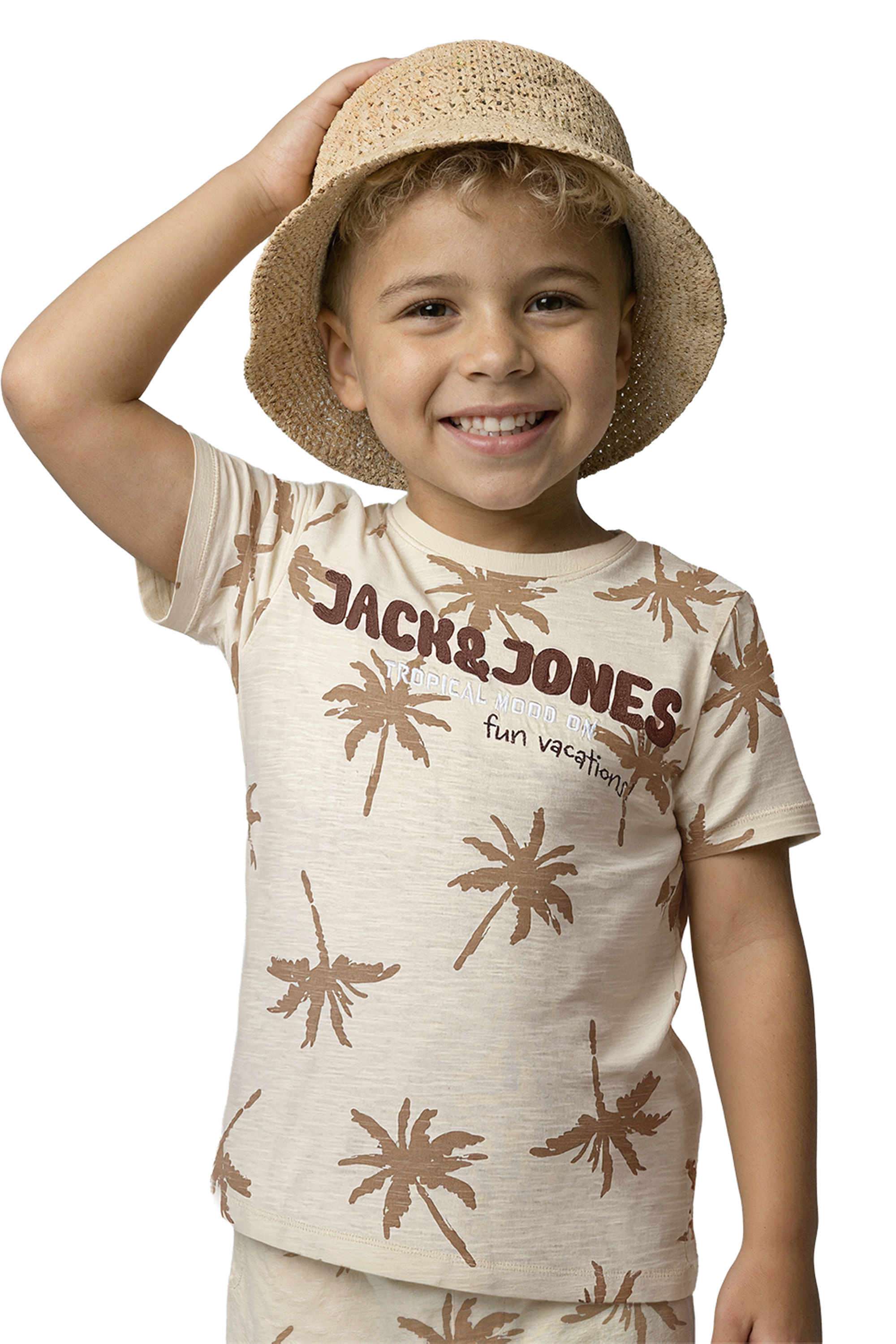 Floral-Blended-Fabric-Round-Neck-Boys-T-Shirt