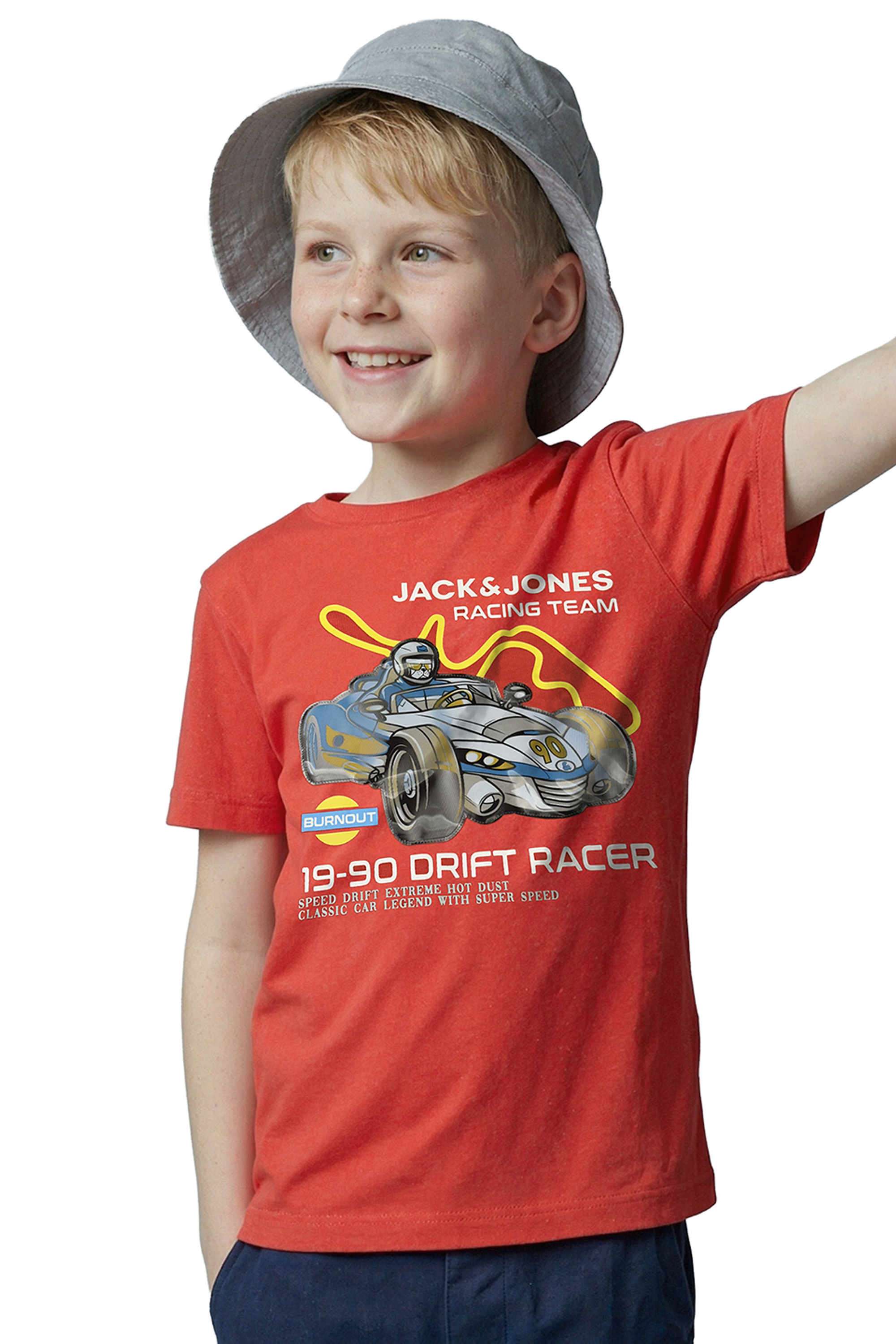 Graphic-Print-Blended-Fabric-Round-Neck-Boys-T-Shirt