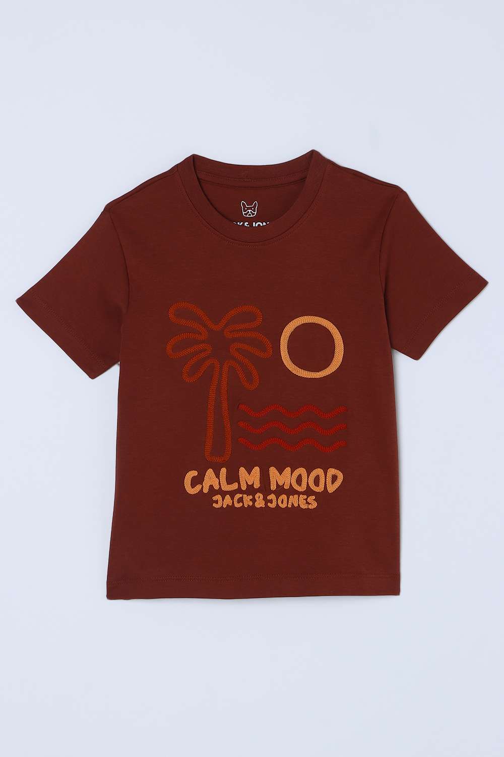 Embroidered-Blended-Fabric-Round-Neck-Boys-T-Shirt