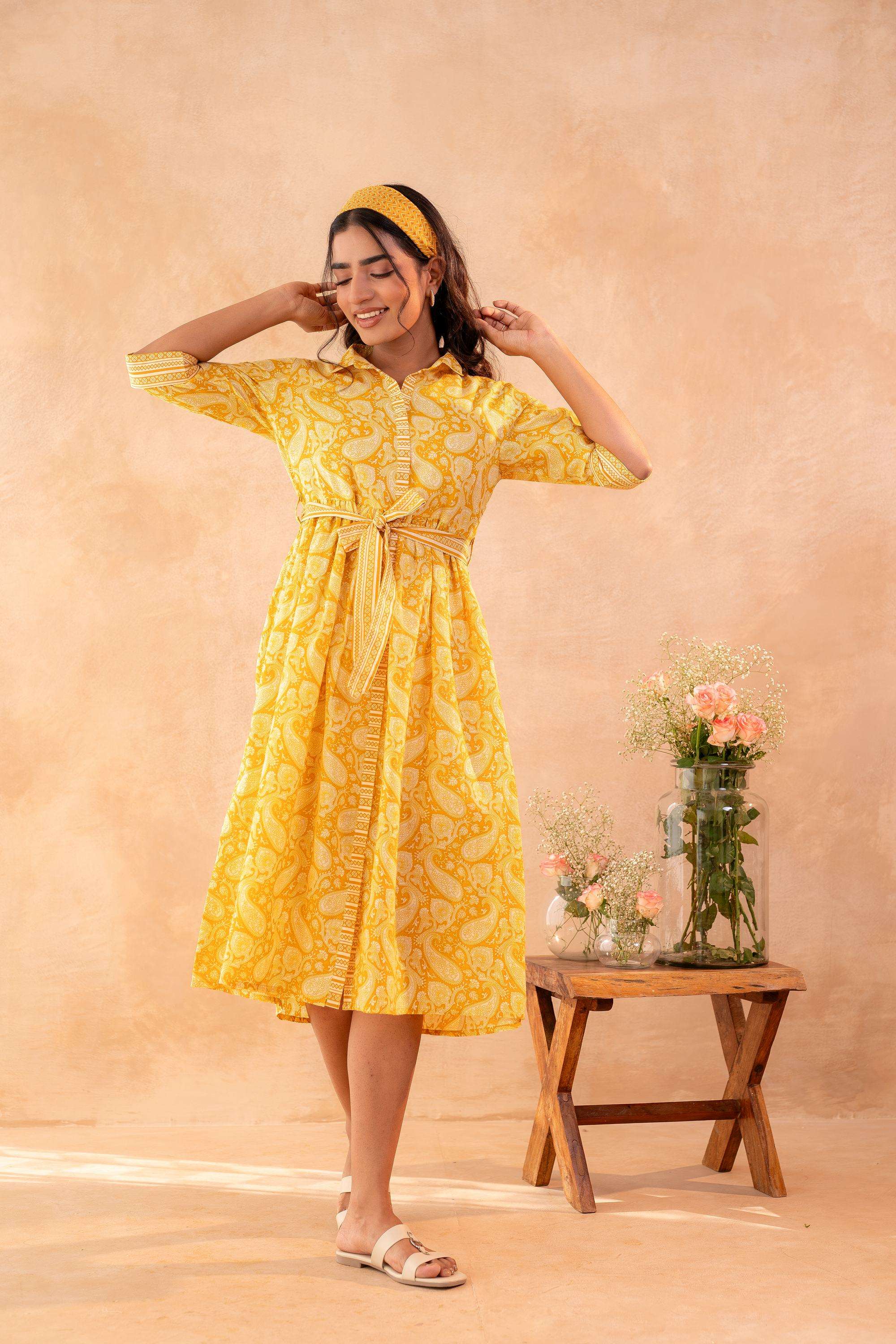 Printed-Blended-Fabric-Women-s-Dress