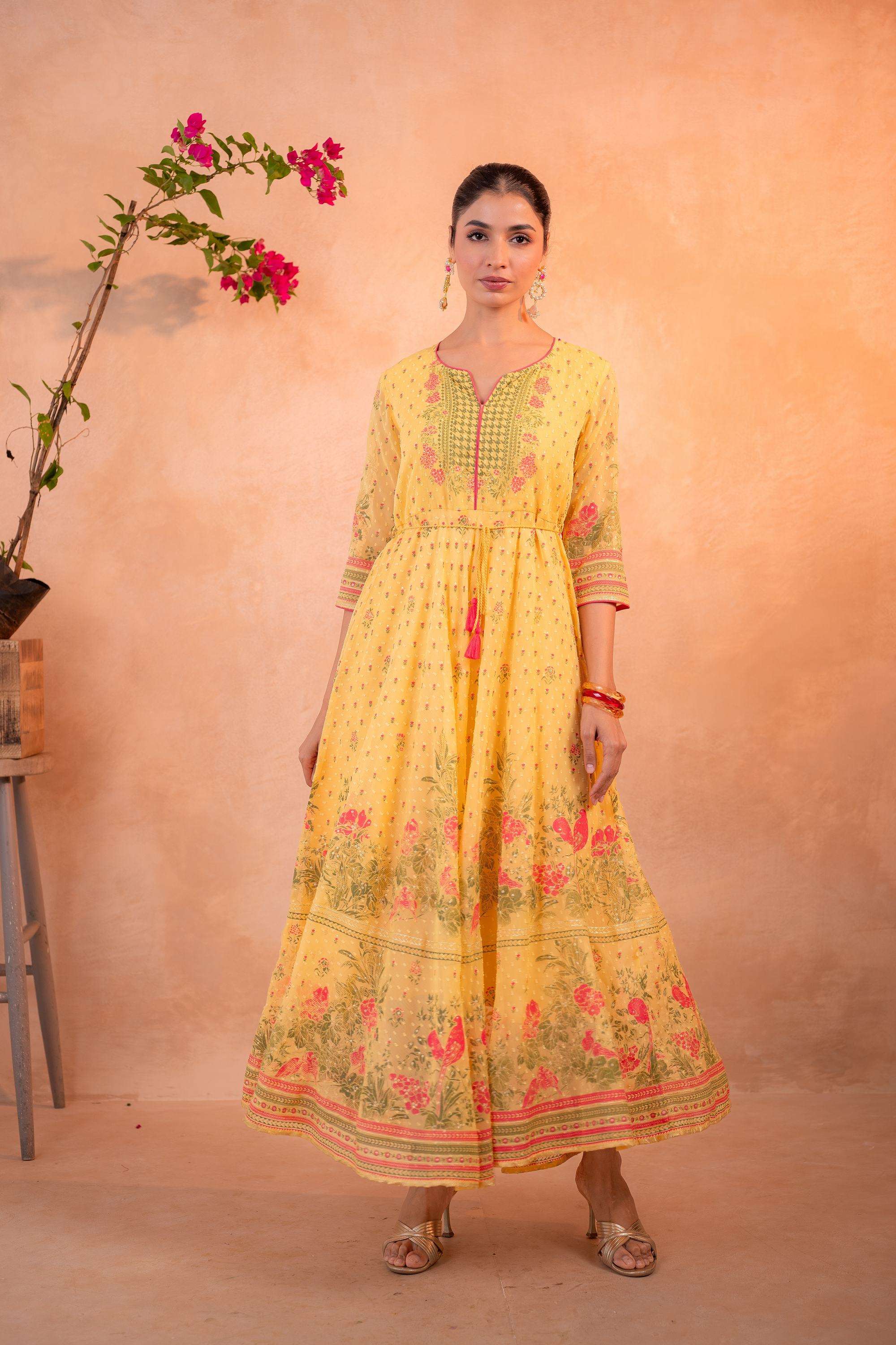 Printed-Blended-Fabric-Women-s-Dress