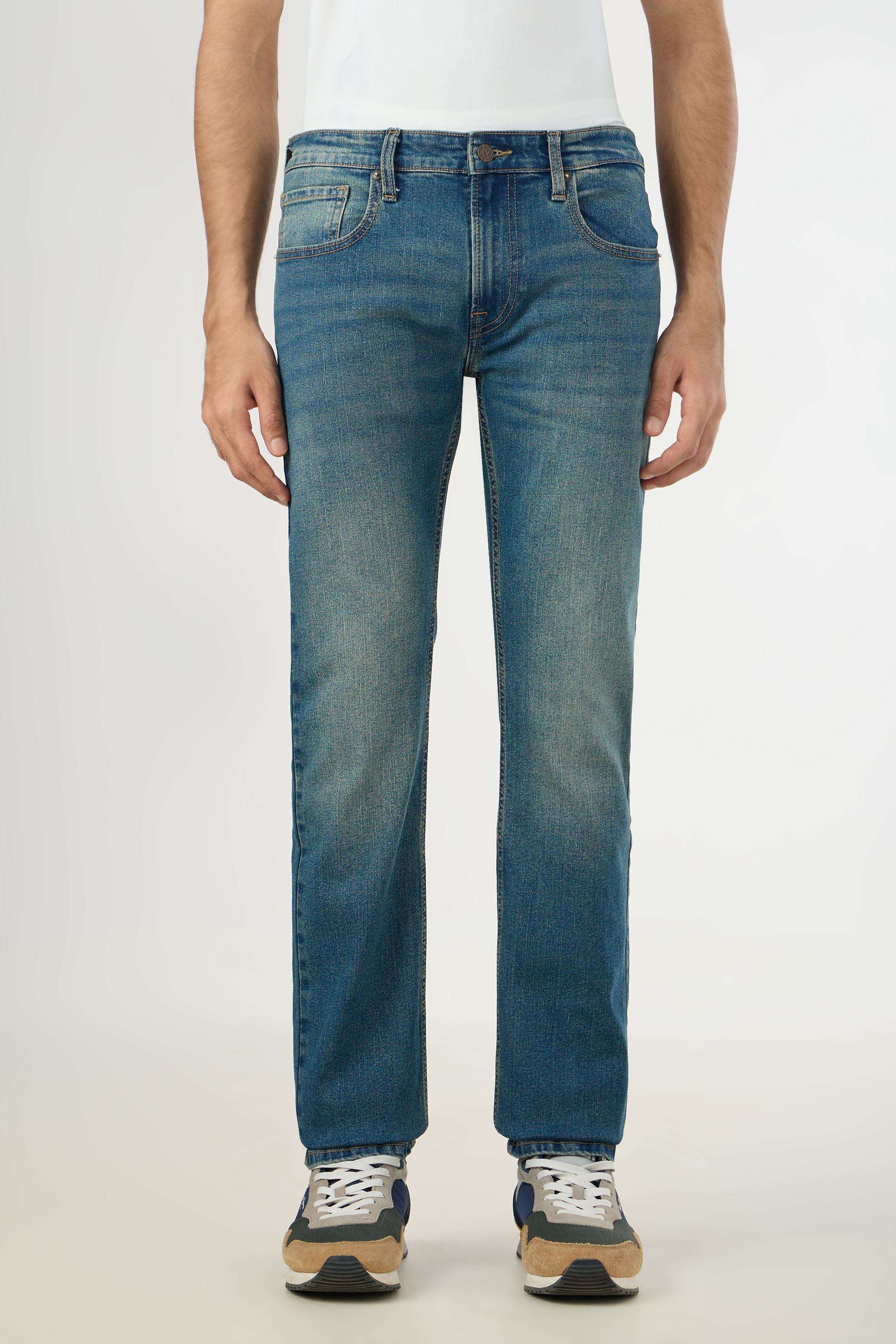 Light-Wash-Blended-Fabric-Slim-Fit-Men-s-Jeans