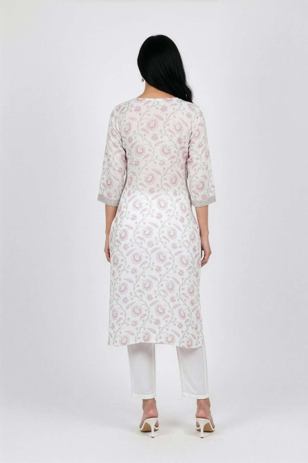 Printed-Blended-Fabric-V-Neck-Women-Kurta
