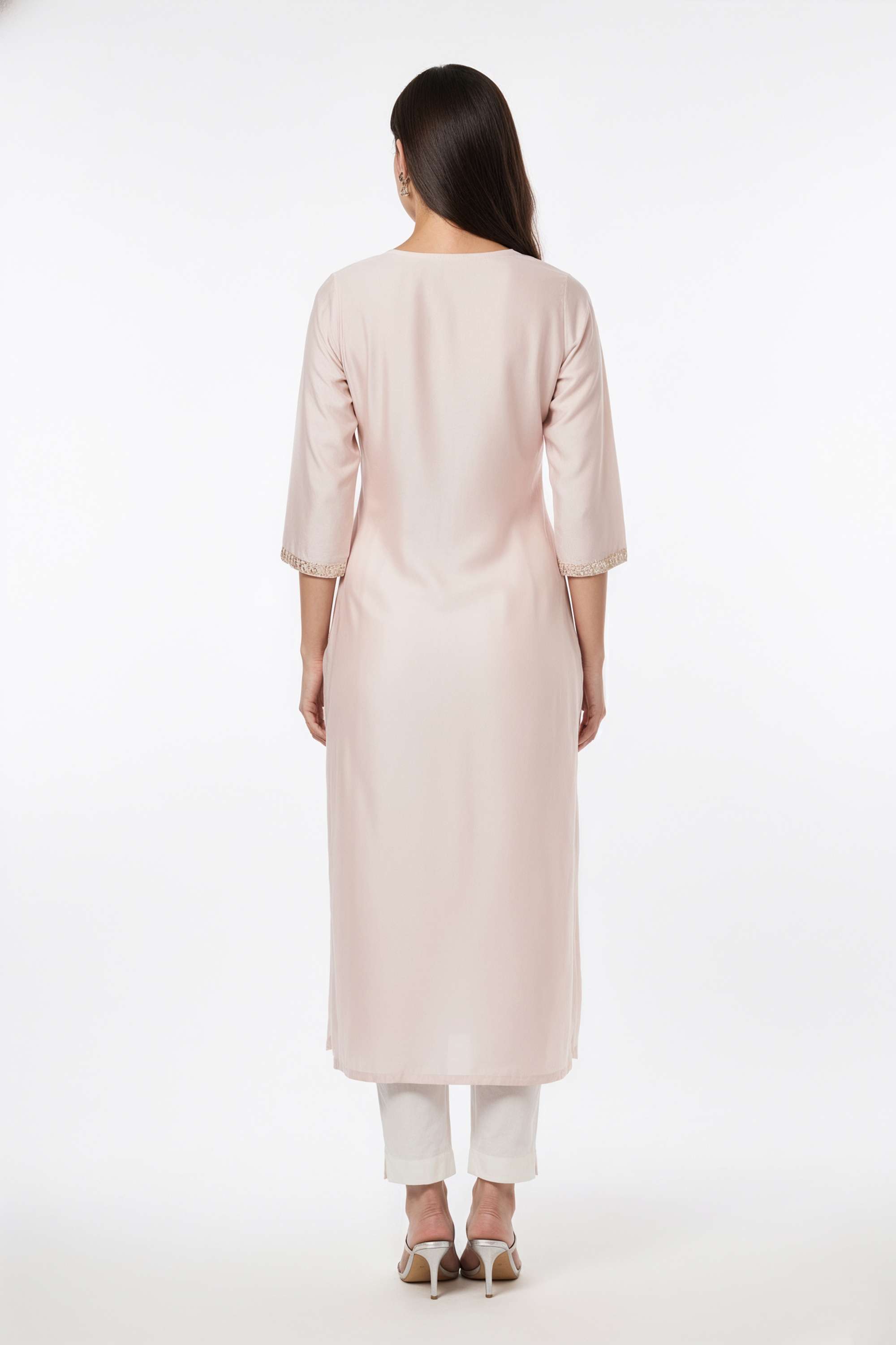 Embroidered-Blended-Fabric-Round-Neck-Women-Kurta