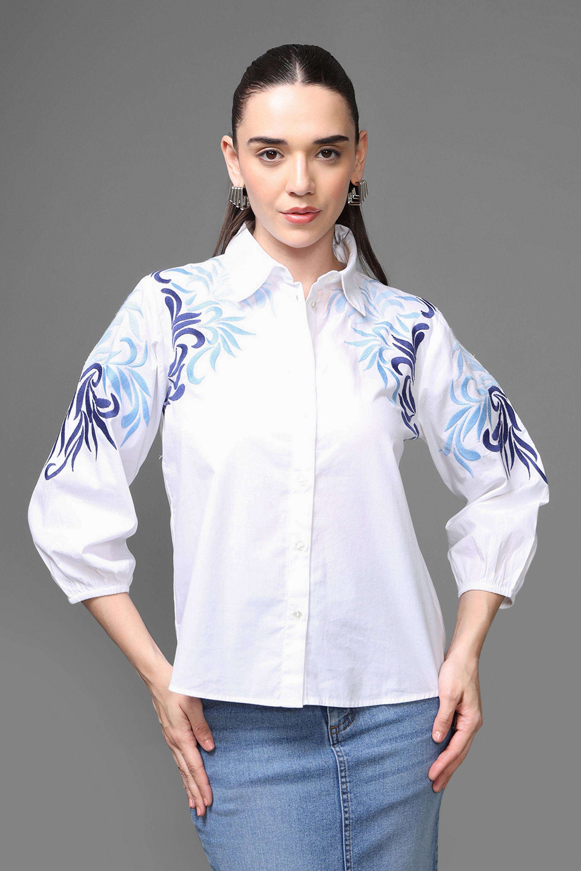 Embroidered-Collared-Cotton-Women-s-Formal-Wear-Shirt
