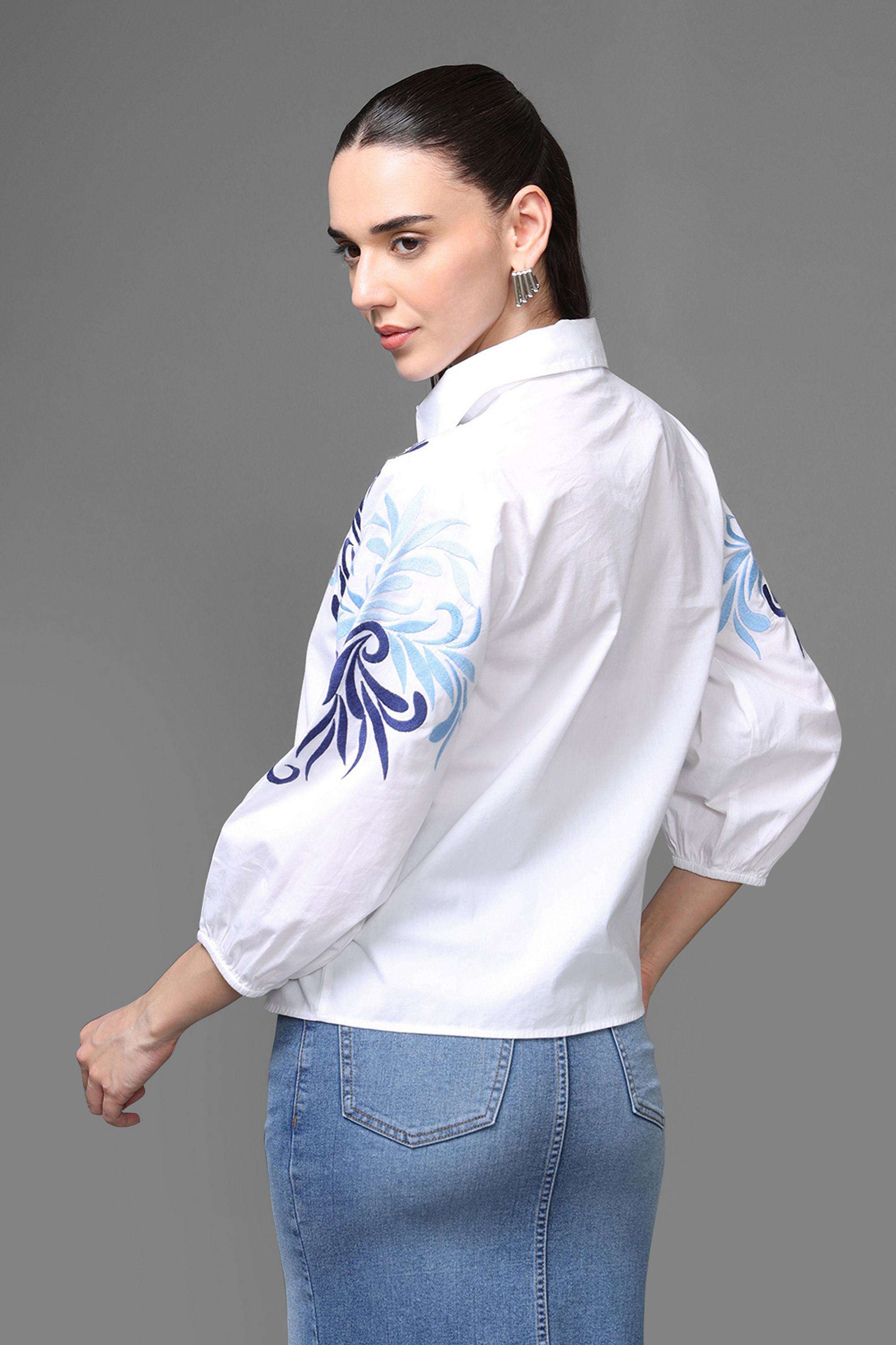 Embroidered-Collared-Cotton-Women-s-Formal-Wear-Shirt