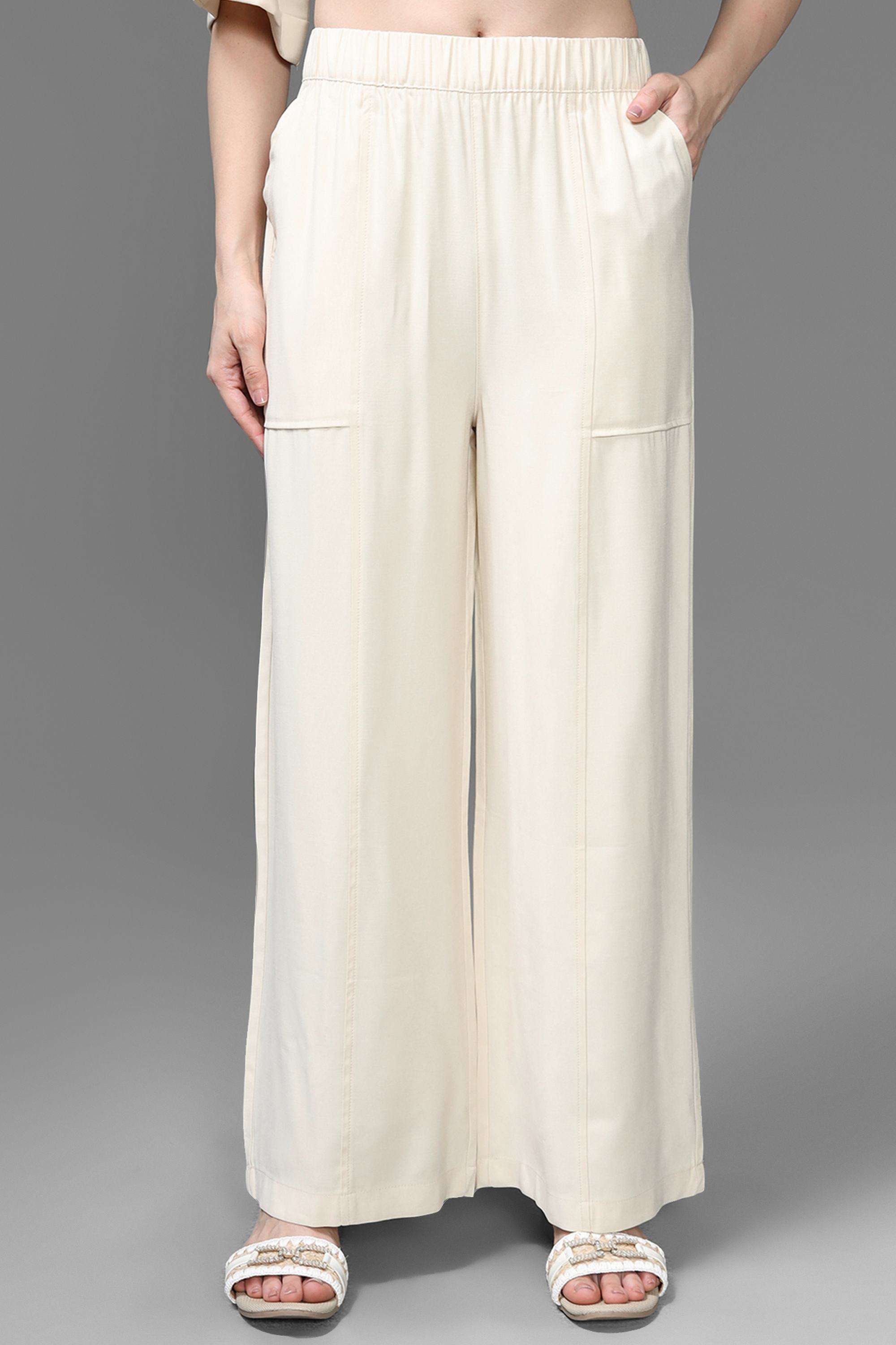 Solid-Relaxed-Fit-Viscose-Women-s-Evening-Pants