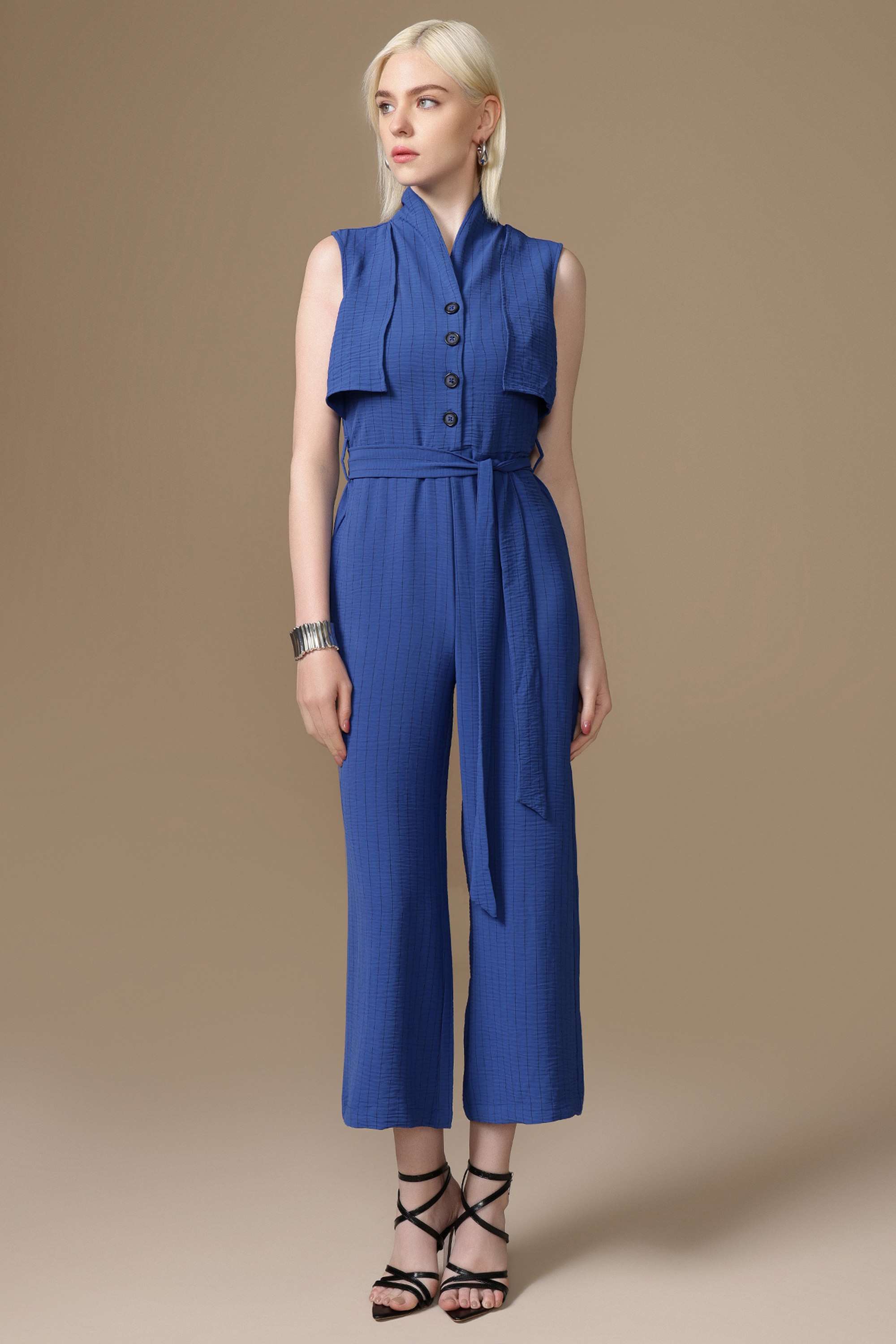 kazo Stripes Blended Fabric Wide Leg Fit Women's Jumpsuit-picture-15