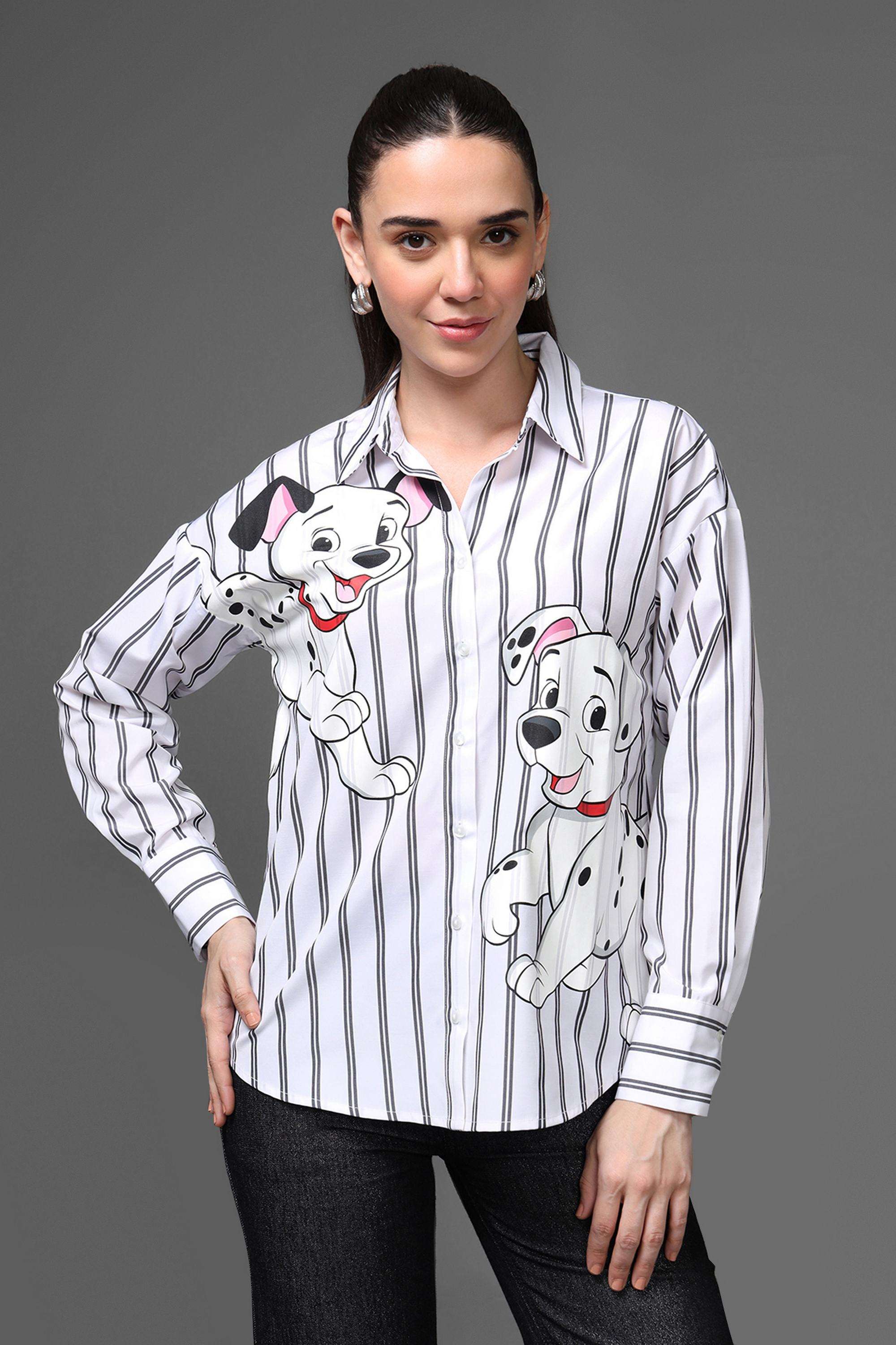 Graphic-Print-Collared-Polyester-Women-s-Casual-Wear-Shirt