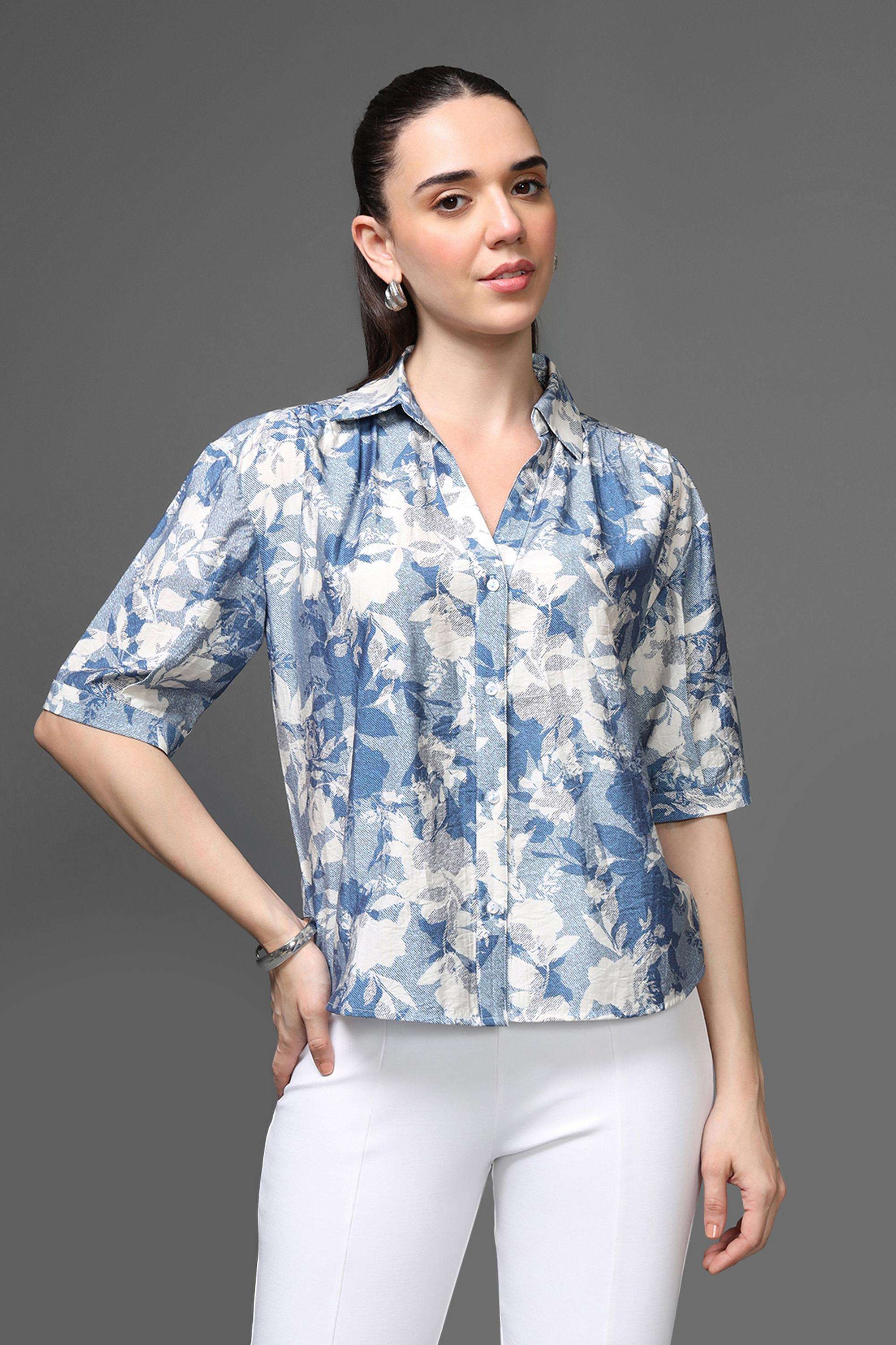 Floral-Collared-Viscose-Women-s-Party-Wear-Shirt
