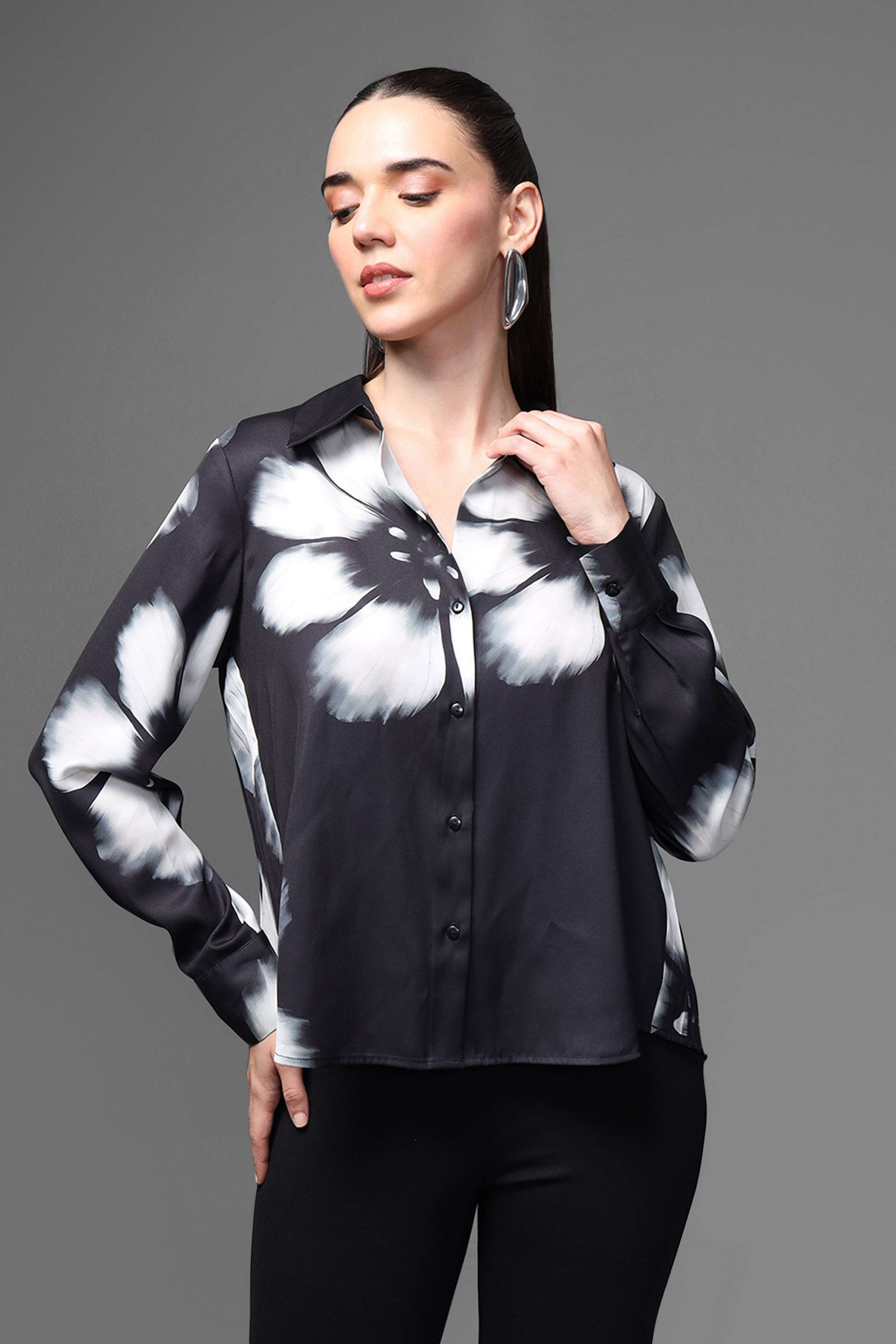 kazo Floral Collared Polyester Women's Party Wear Shirt-picture-42