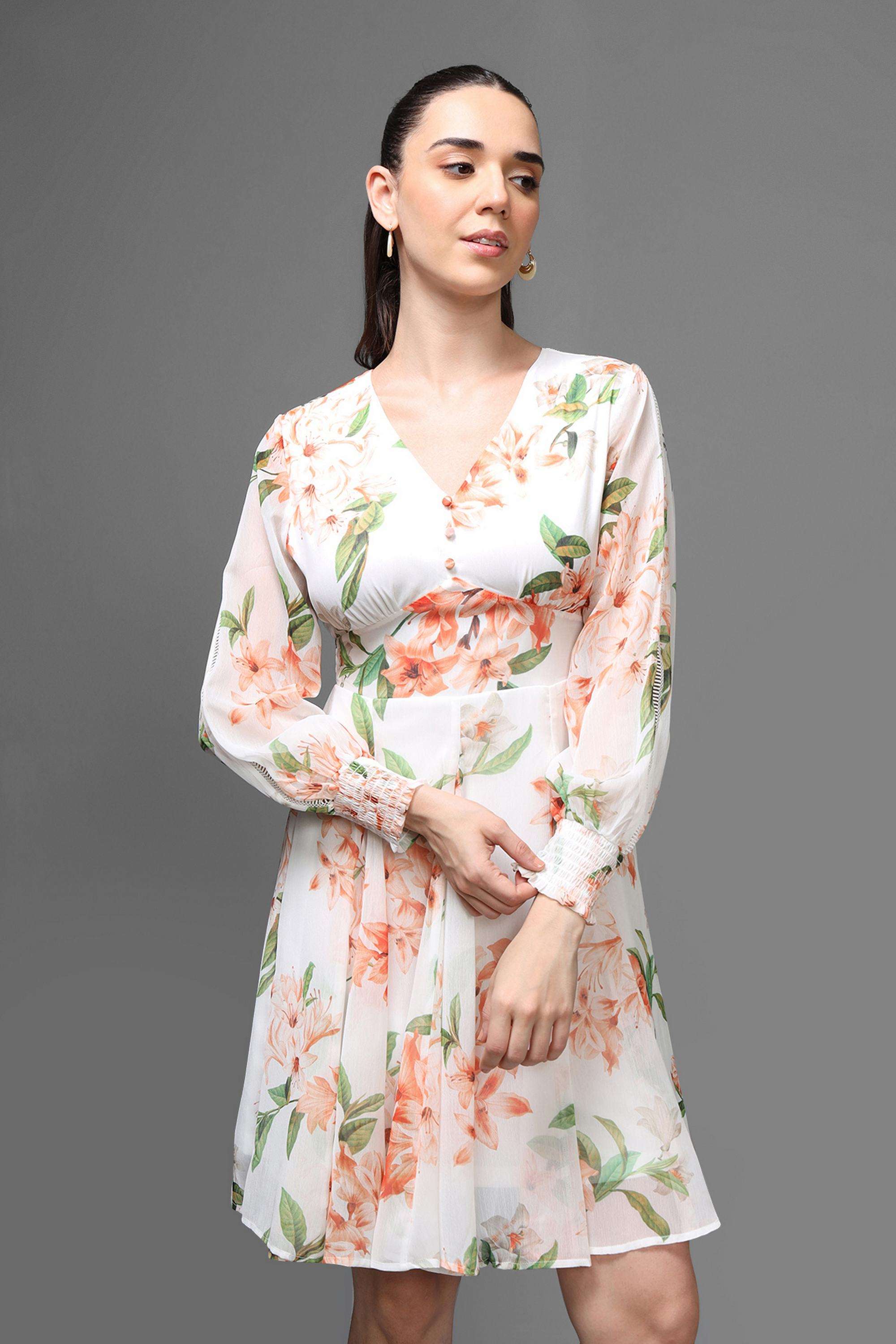 Printed-Off-Shoulder-Polyester-Women-s-Dress