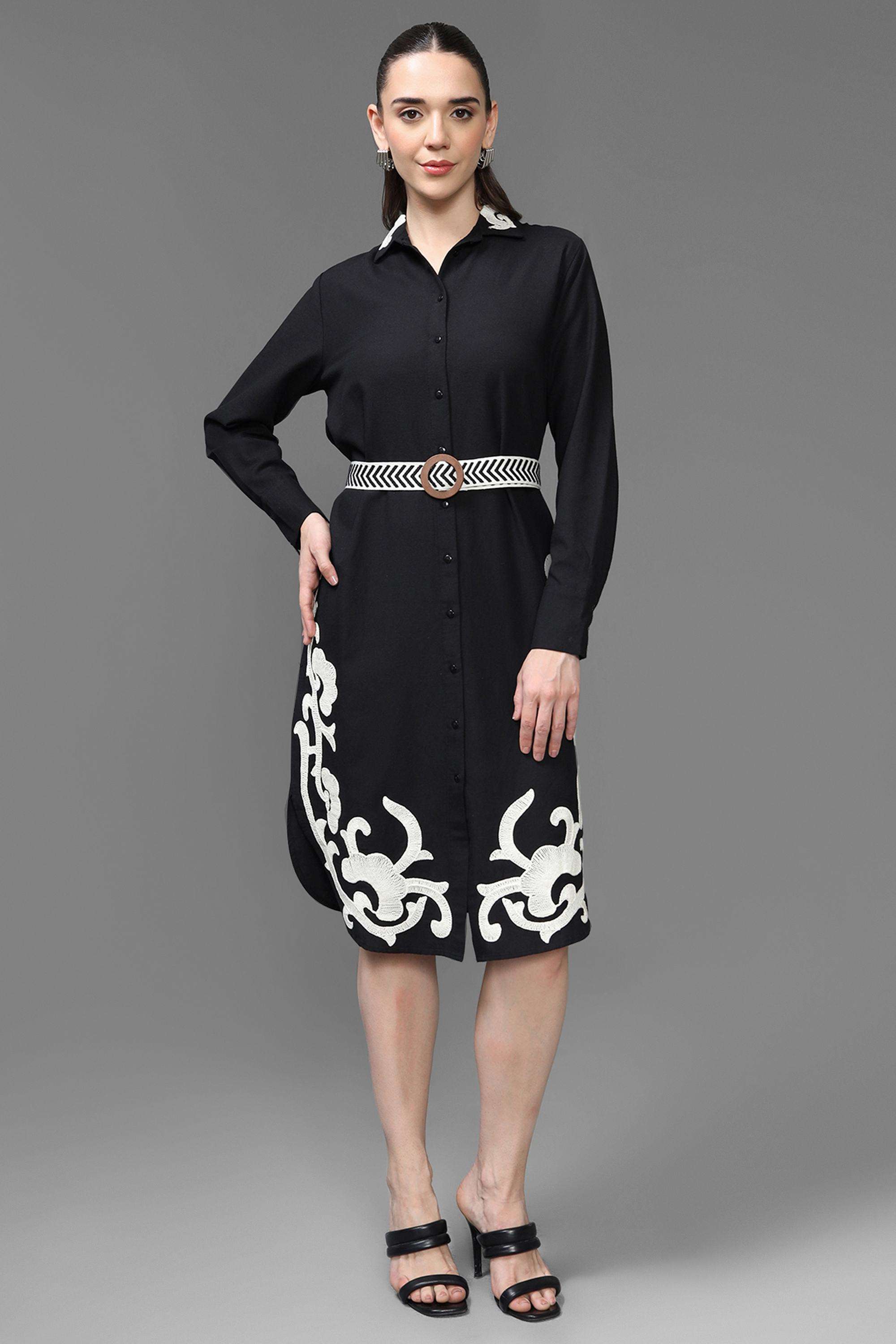 Embroidered-Round-Neck-Viscose-Women-s-Dress