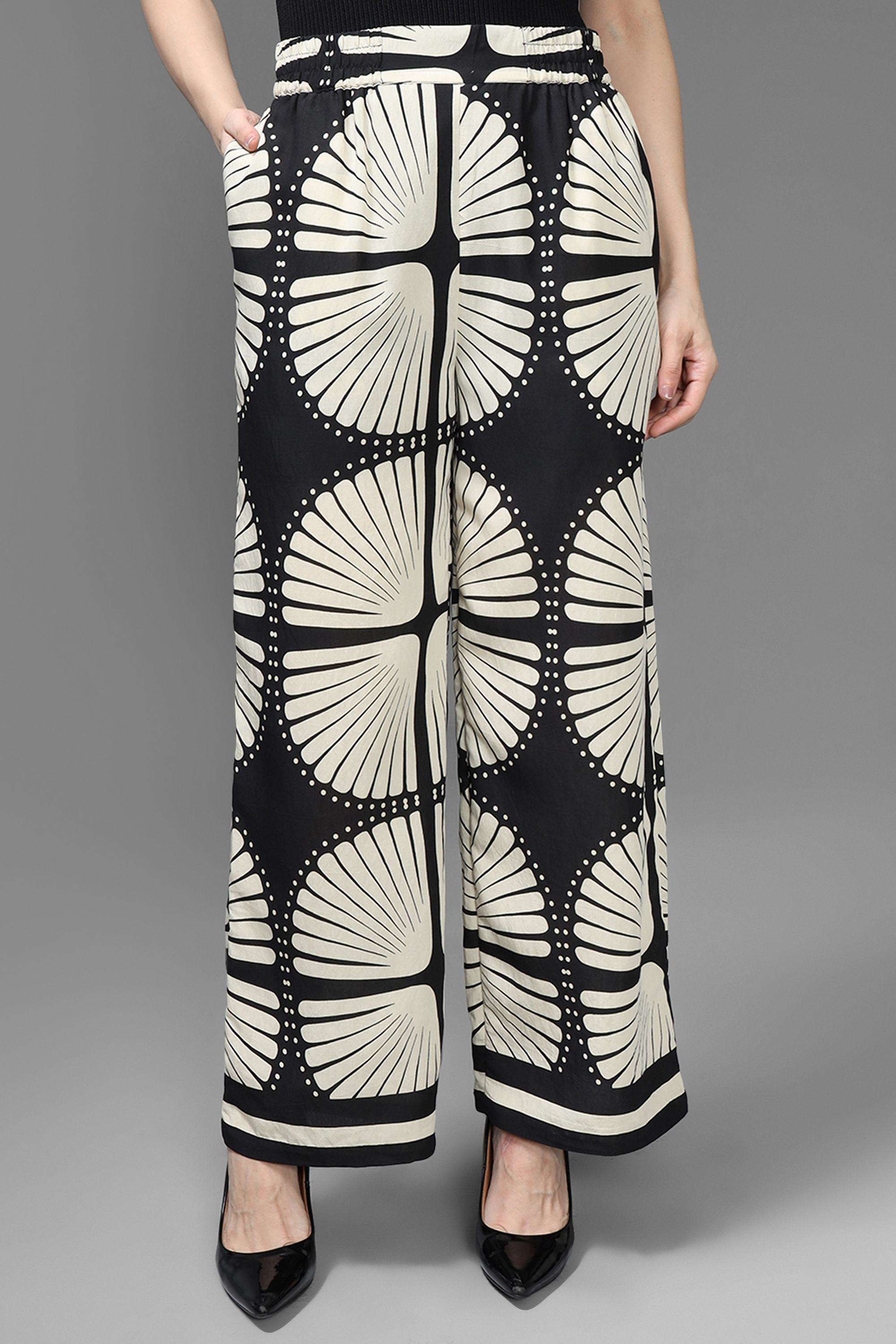 Geometric-Print-Relaxed-Fit-Viscose-Women-s-Evening-Pants