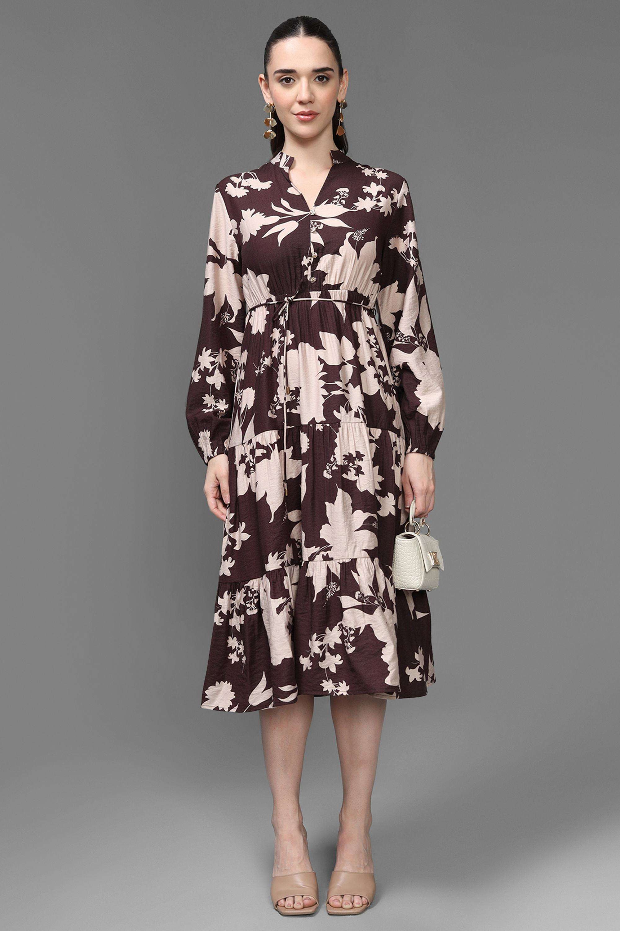 Abstract-Round-Neck-Viscose-Women-s-Dress