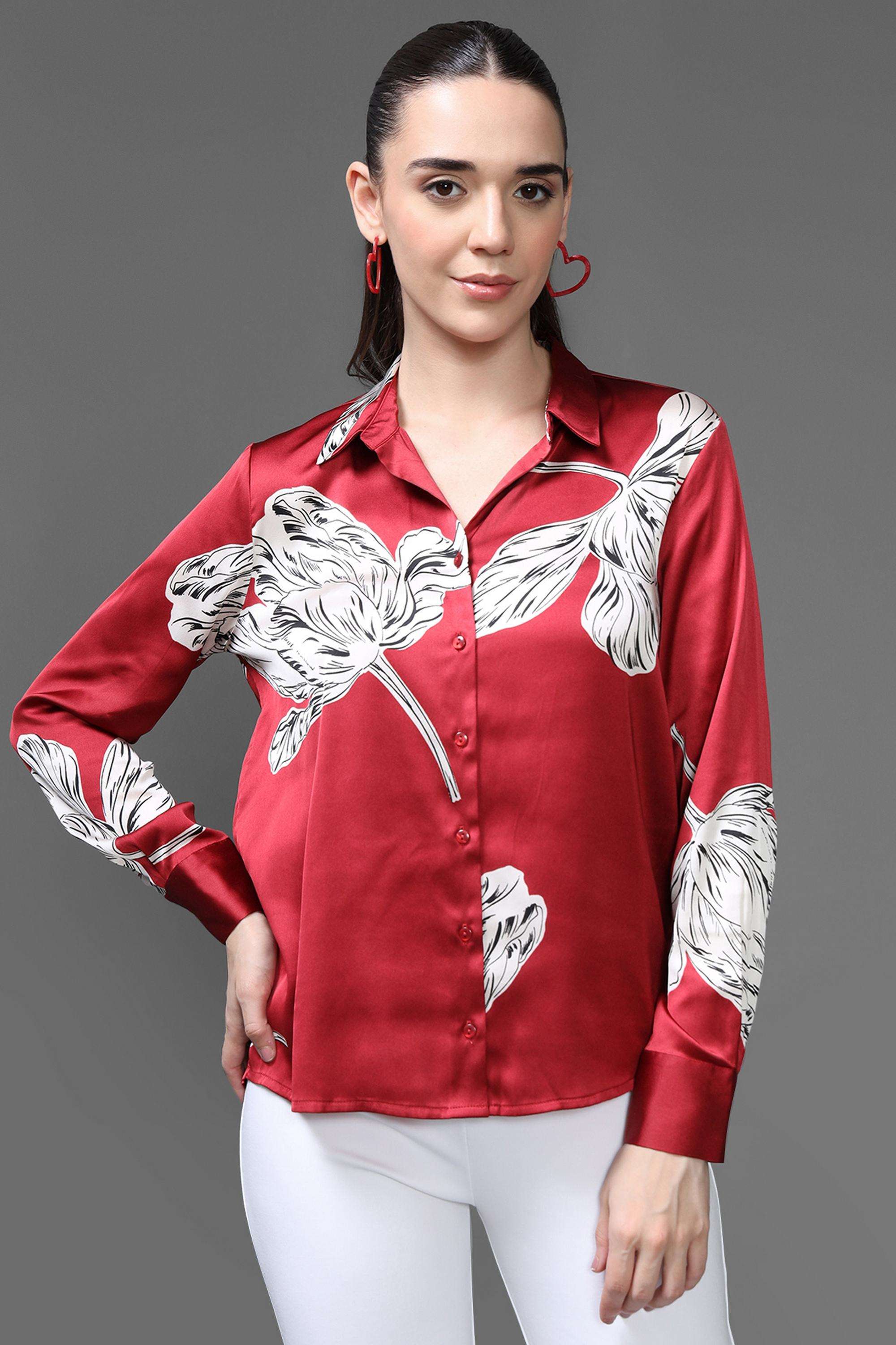 Printed-Collared-Polyester-Women-s-Formal-Wear-Shirt