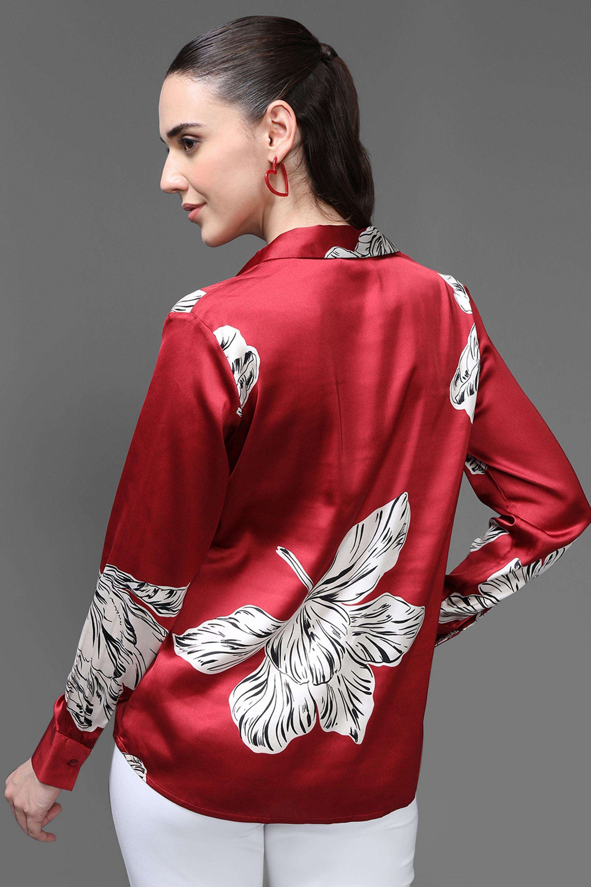 Printed-Collared-Polyester-Women-s-Formal-Wear-Shirt