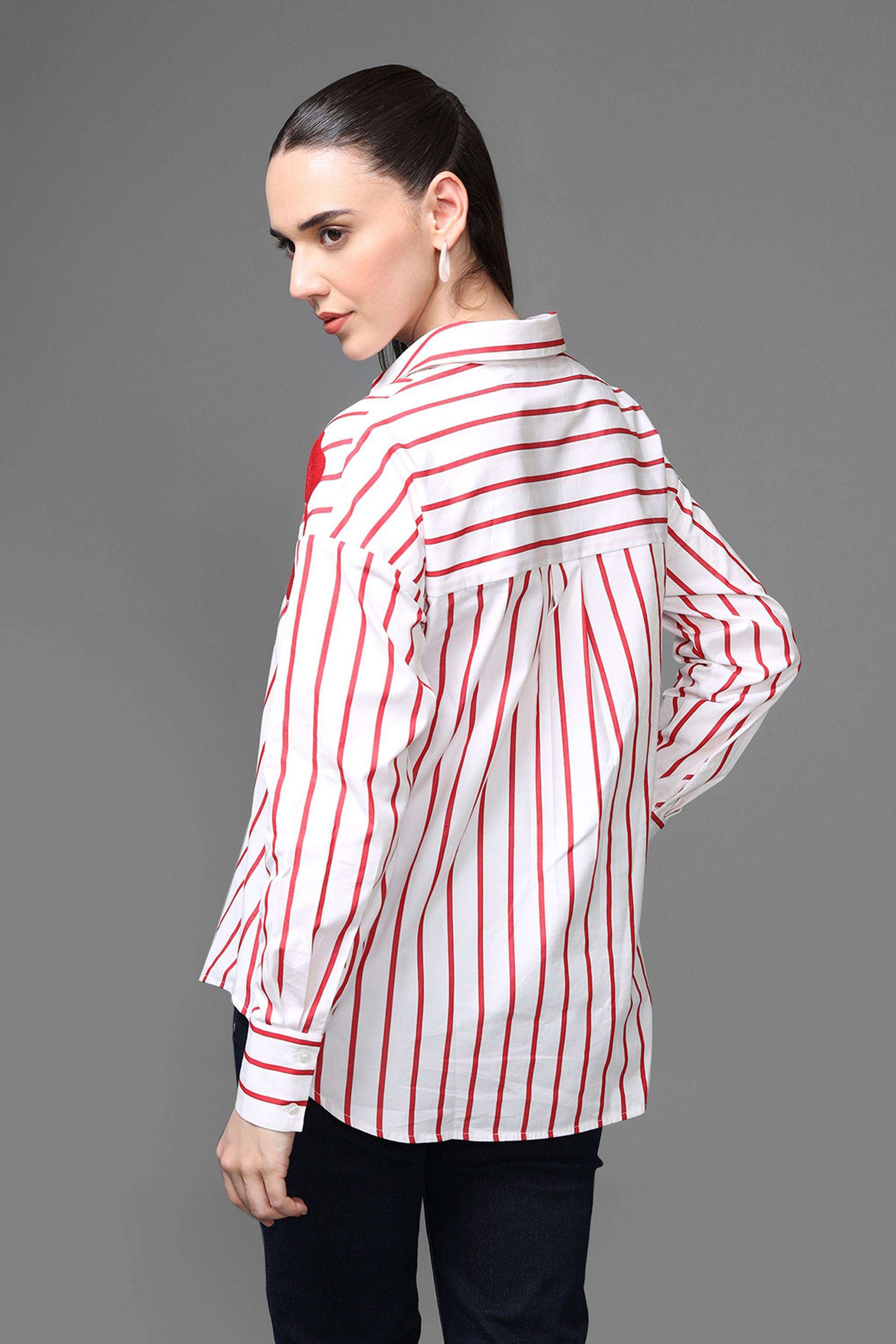 Stripes-Collared-Polyester-Women-s-Formal-Wear-Shirt