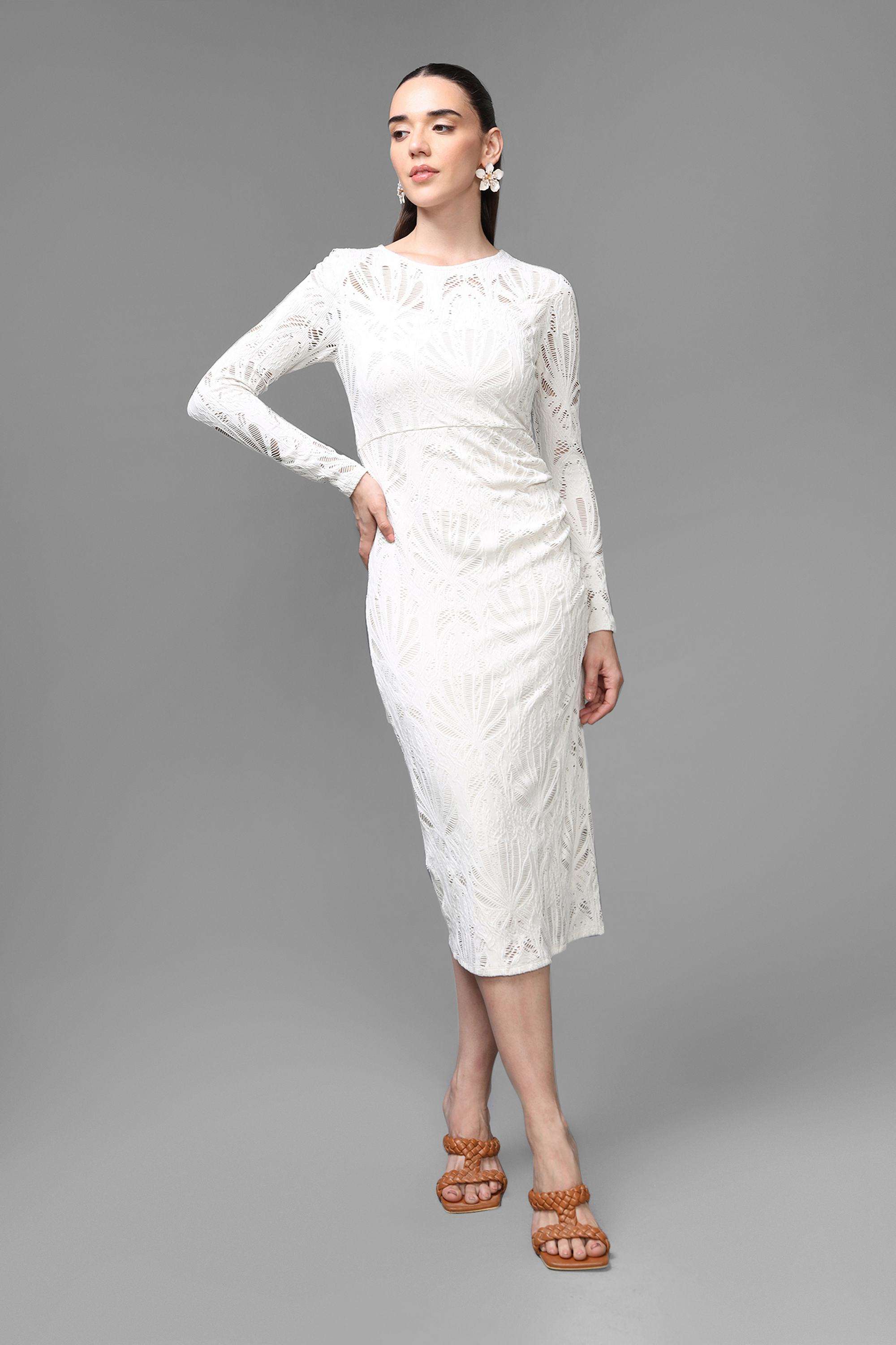 Textured-Collared-Polyester-Women-s-Dress