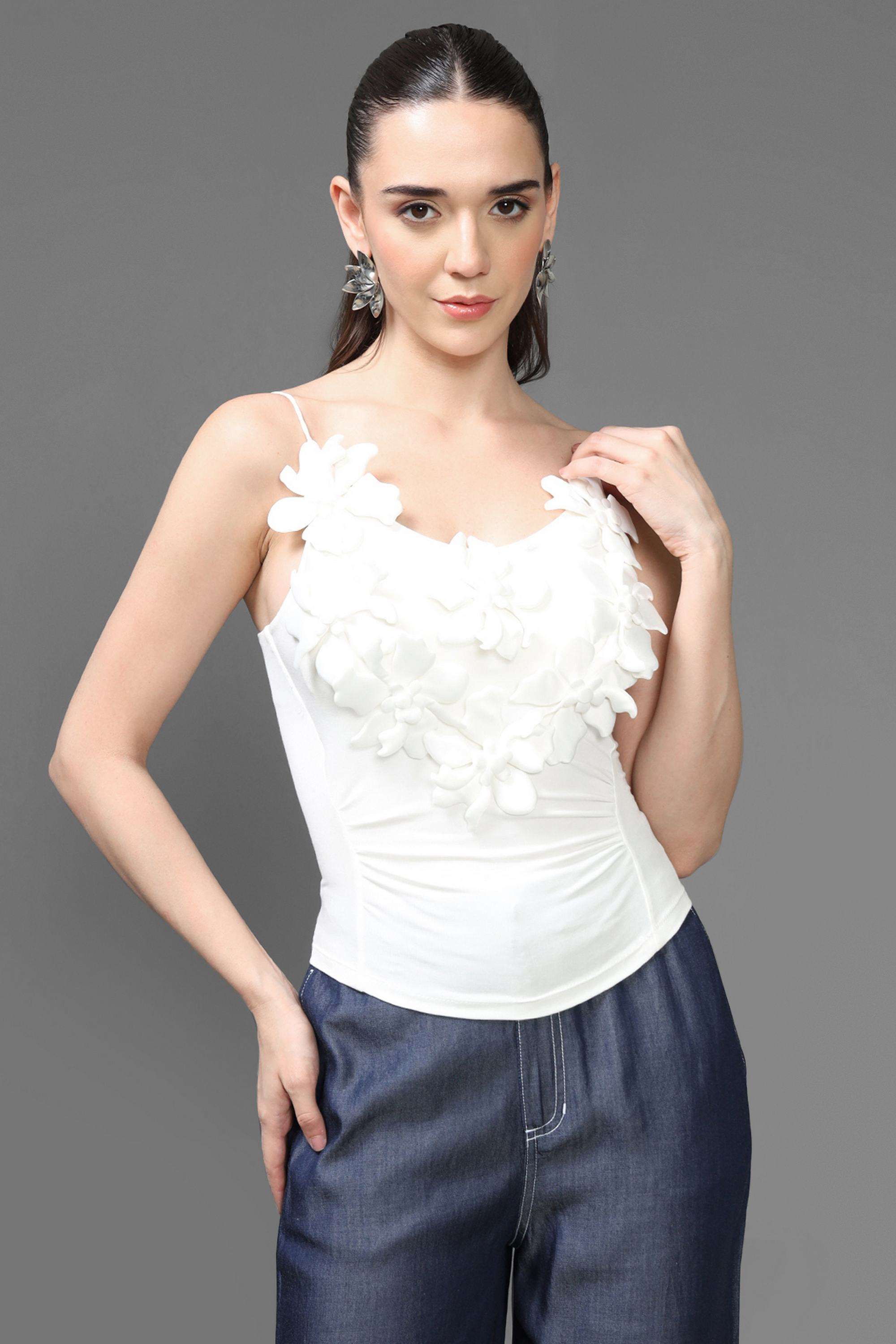 Embellished-Viscose-Round-Neck-Women-s-Top