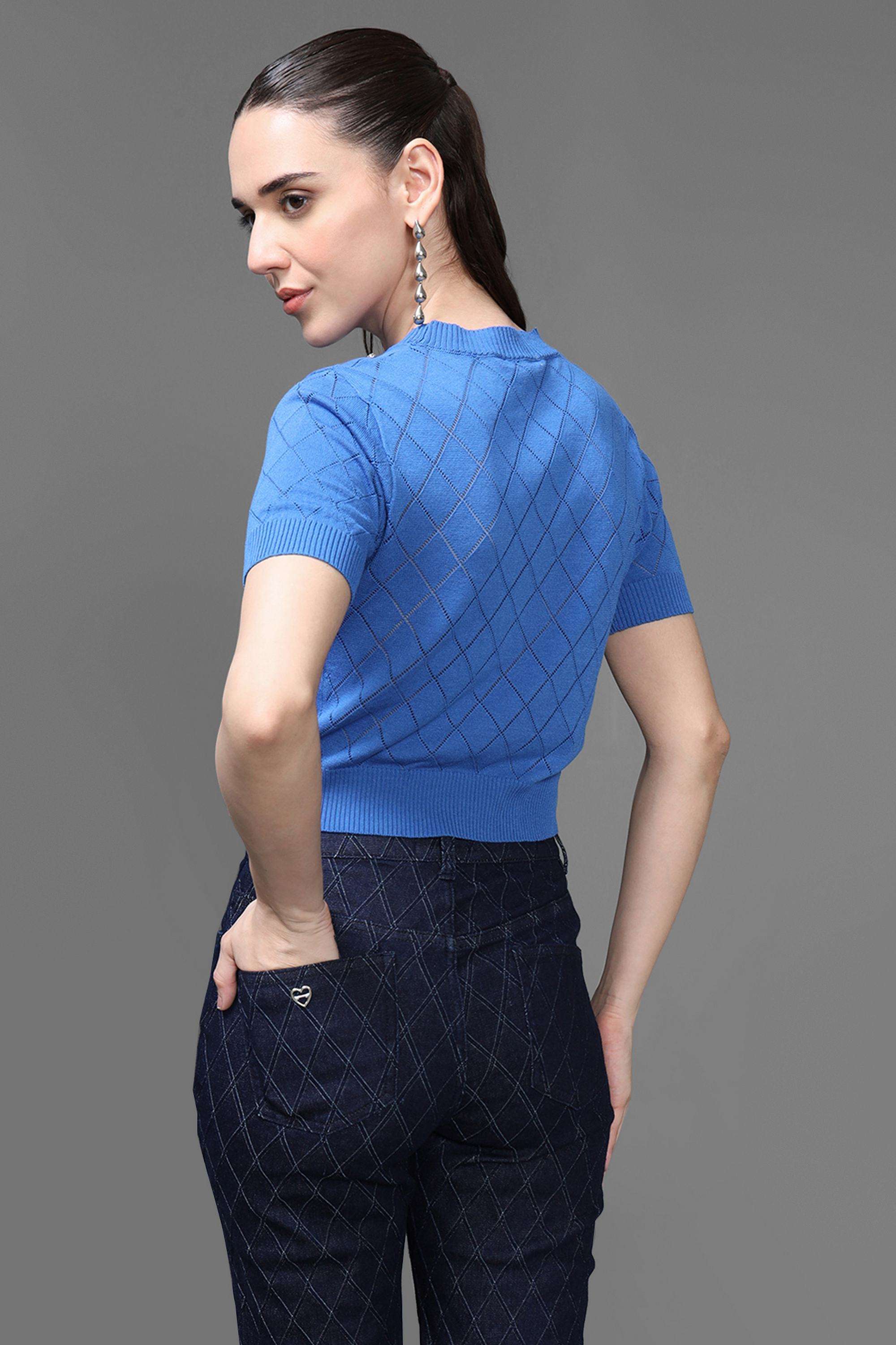 Embellished-Viscose-Round-Neck-Women-s-Top
