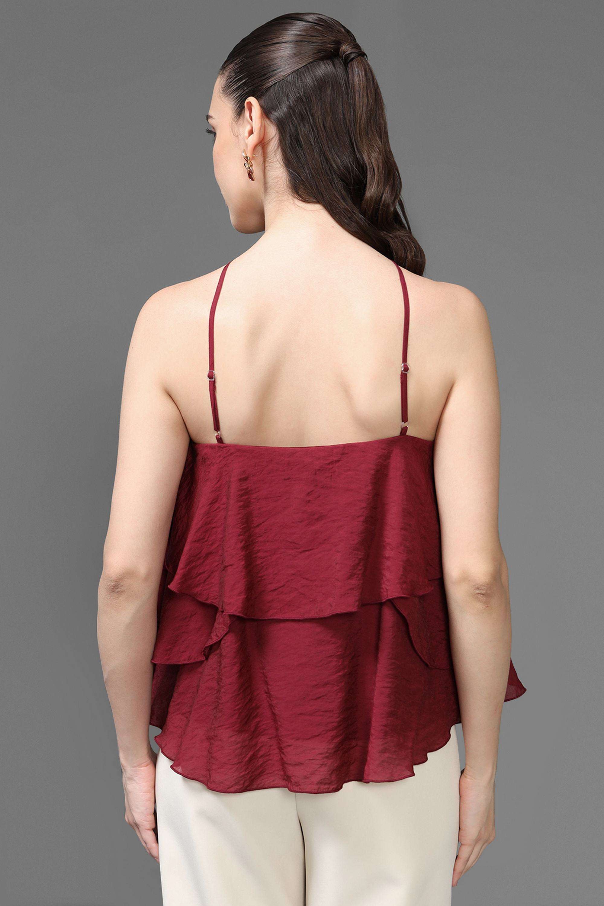 Solid-Viscose-Halter-Neck-Women-s-Top